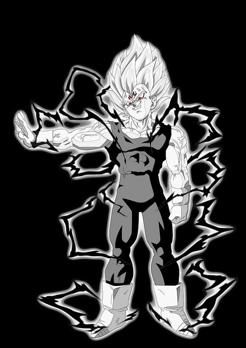 Vegeta, black and white, spiky hair, SD Phone Wallpaper
