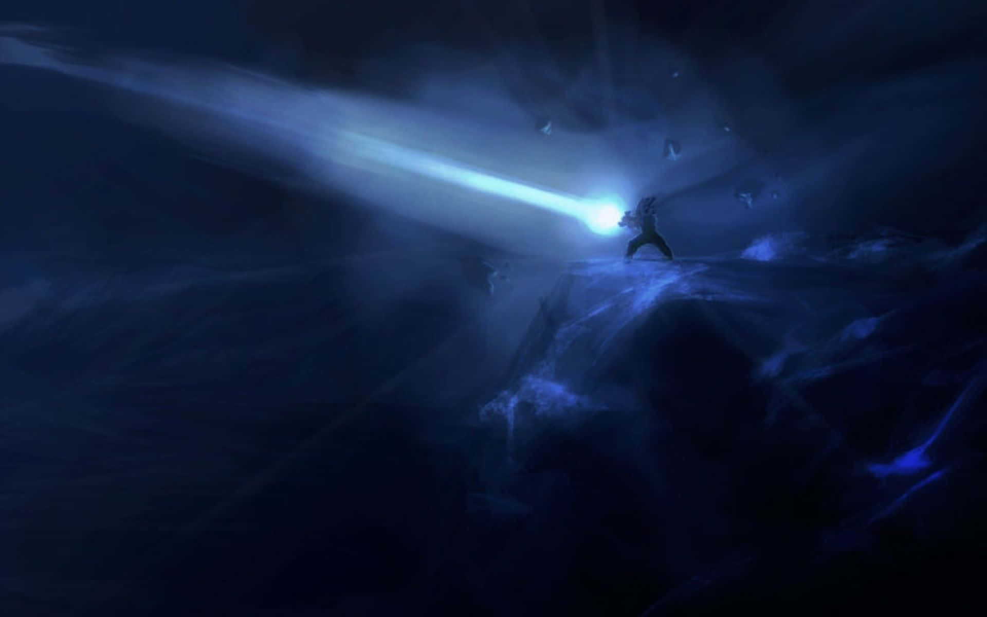 Vegeta, glowing blue sword, jagged cliff, Full HD Desktop Wallpaper