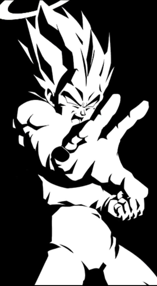 Vegeta, black and white, spiky-haired anime warrior, SD Phone Wallpaper
