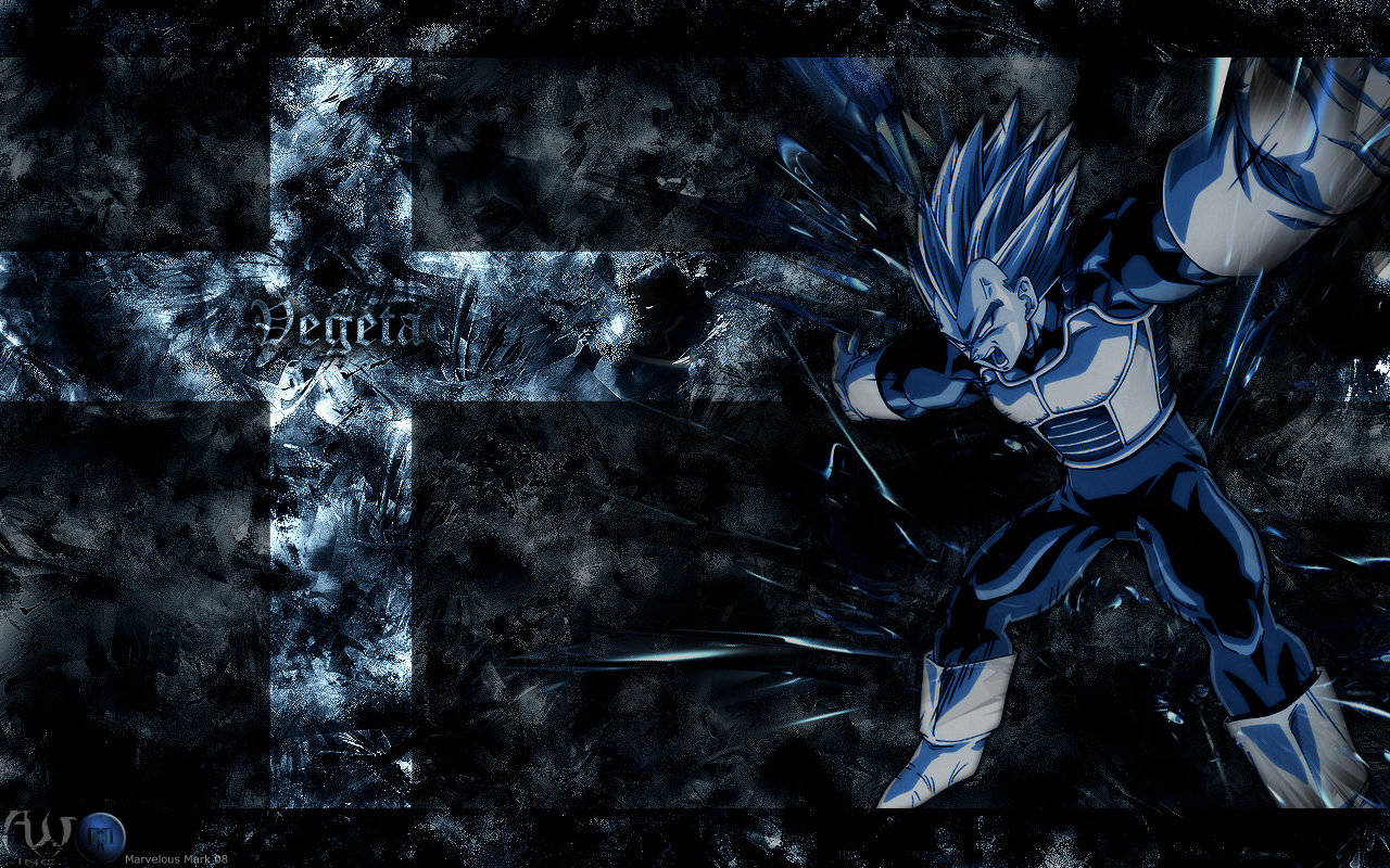 Dark Vegeta, blue-haired anime warrior, battle stance, HD Desktop Wallpaper