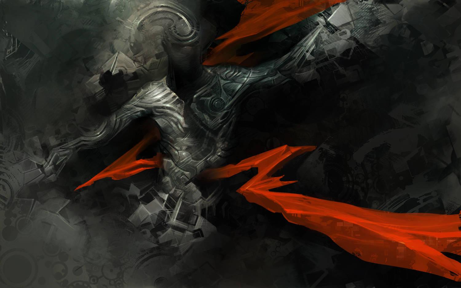 Dark Vegeta, red fabric, chaotic mechanical background, HD Desktop Wallpaper