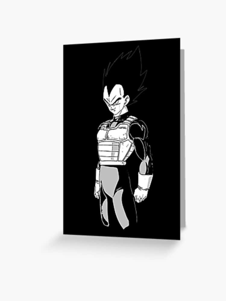 Vegeta, iconic armor, black and white illustration, SD Phone Wallpaper