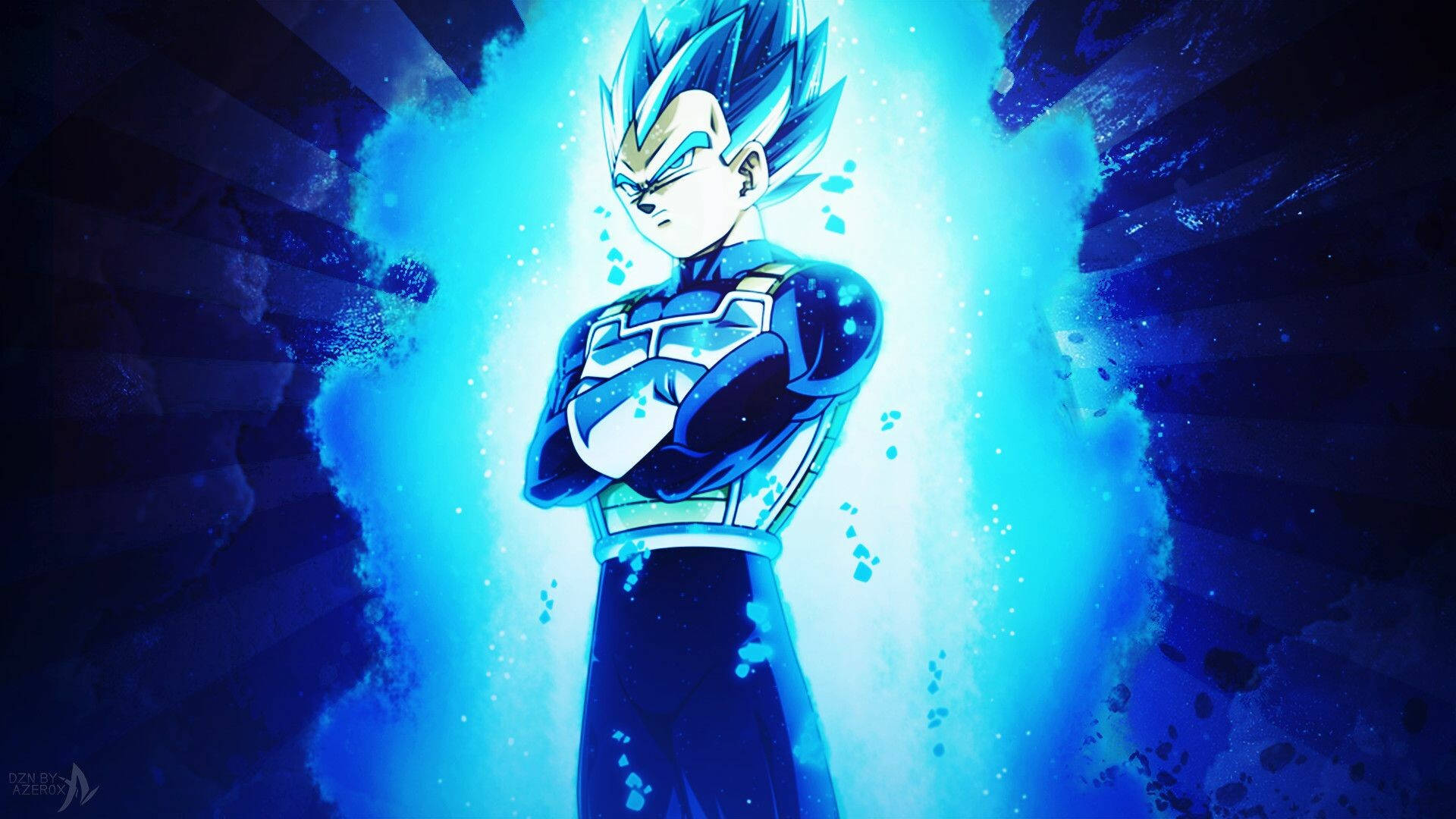 Dark Vegeta, blue aura, cosmic background, Full HD Desktop Wallpaper