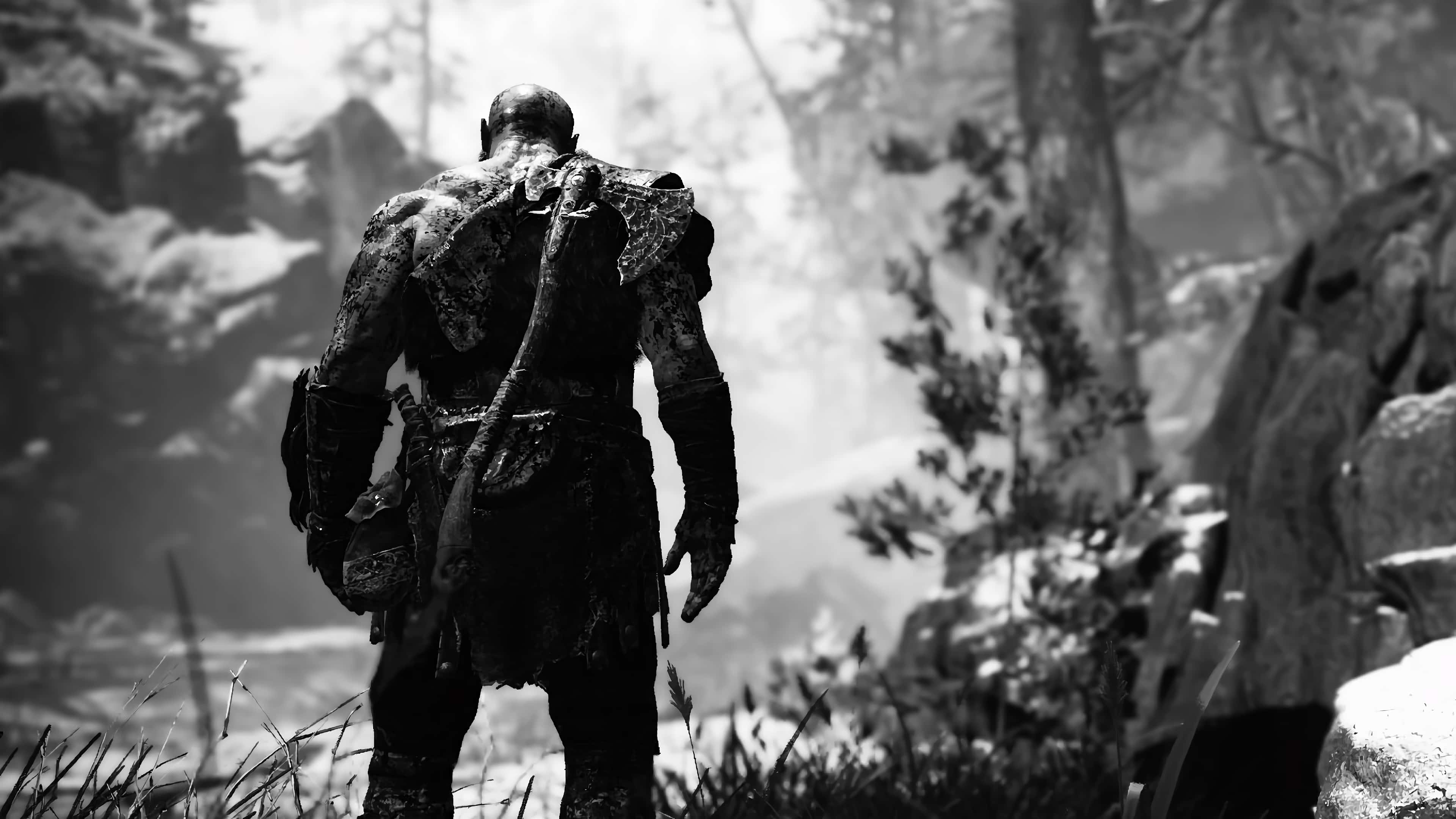 Dark War, muscular warrior, tattered armor, 4K Desktop Wallpaper