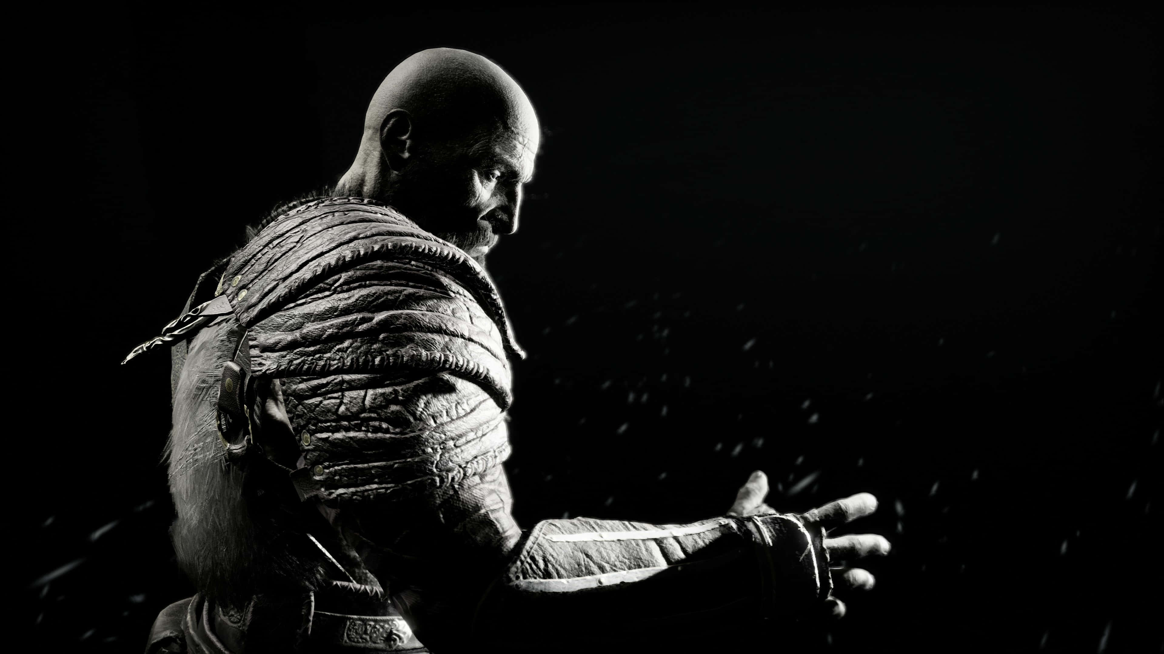 Dark War, bald warrior, textured armor, 4K Desktop Wallpaper