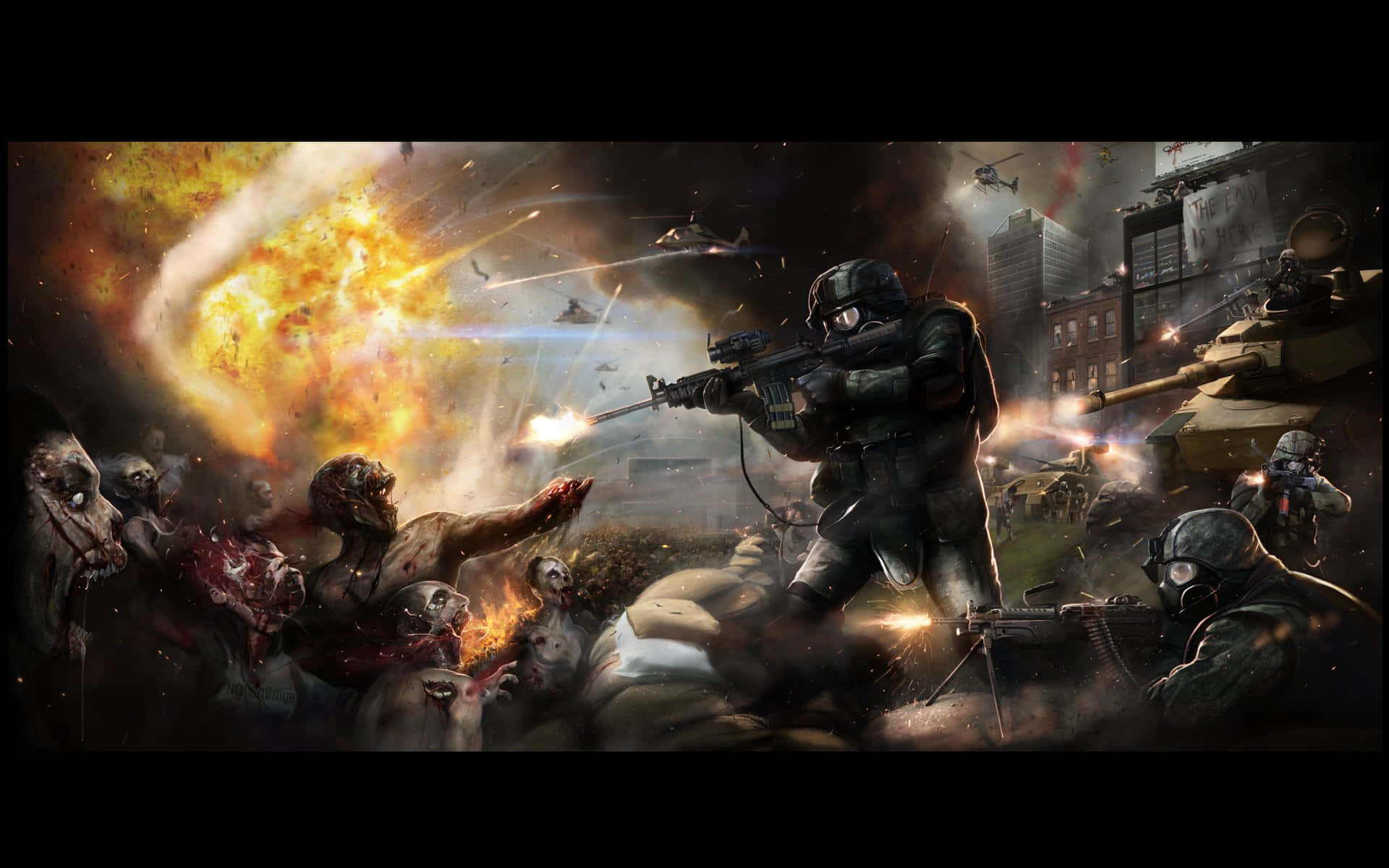 Dark War, zombies, tactical gear, Full HD Desktop Wallpaper