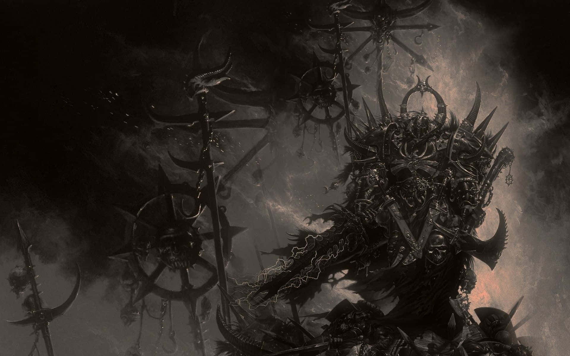 Dark War, demonic warlord, spiked armor, Full HD Desktop Wallpaper