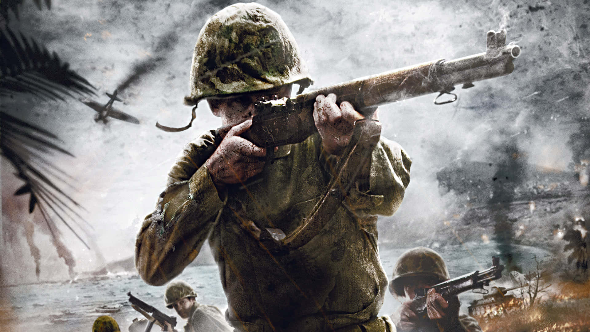 Dark War, camouflage gear, rifle, Full HD Desktop Wallpaper