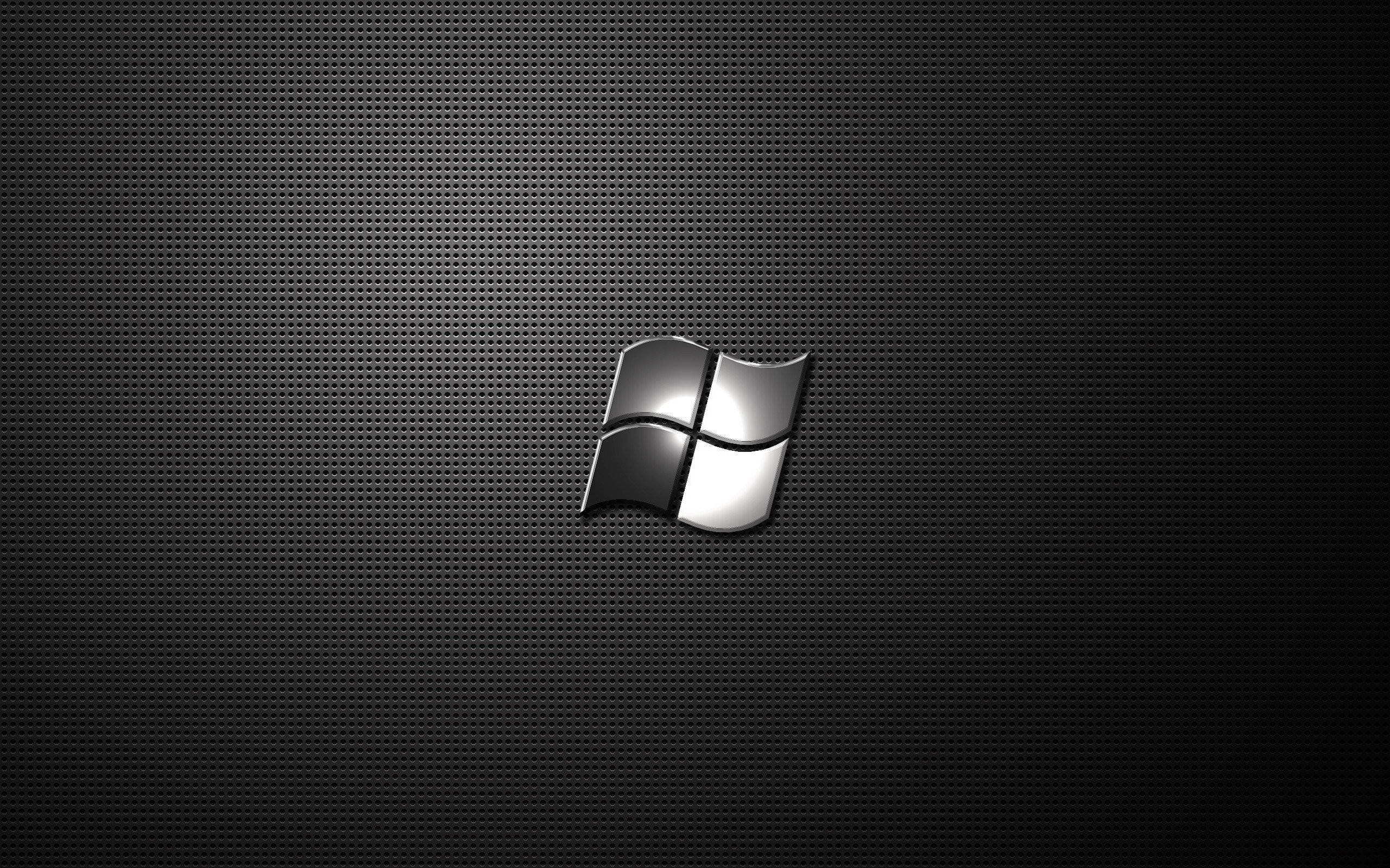Dark Windows, metallic, Windows logo, 2K Desktop Wallpaper