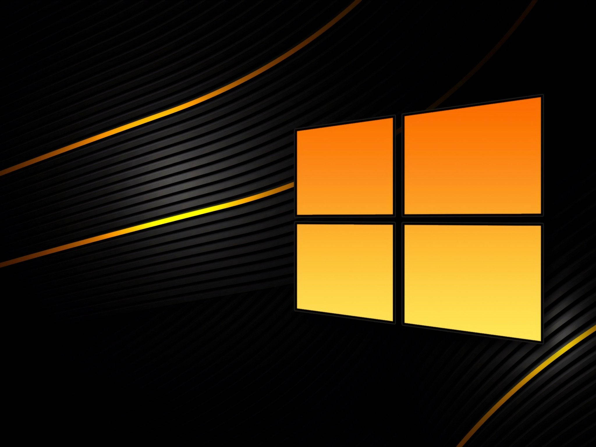 Dark Windows, black swirls, glowing orange Windows logo, Full HD Desktop Wallpaper