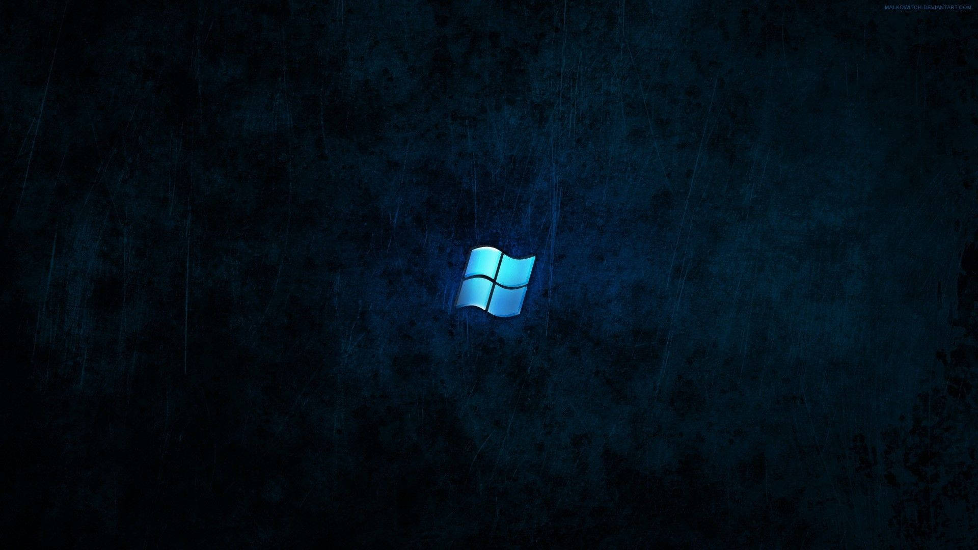 Dark Windows, grunge blue, glowing blue Windows logo, Full HD Desktop Wallpaper
