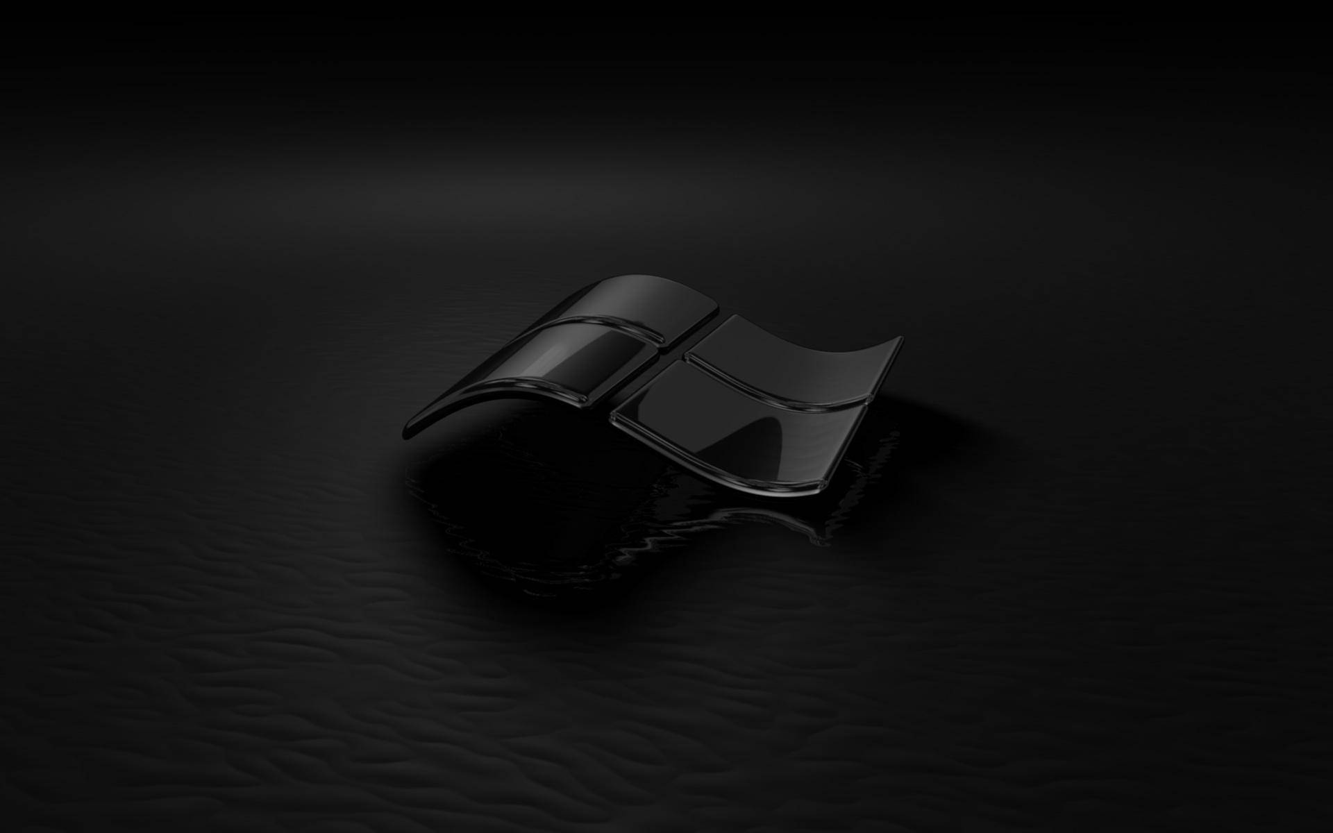 Dark Windows, 3D logo, glossy black, Full HD Desktop Wallpaper