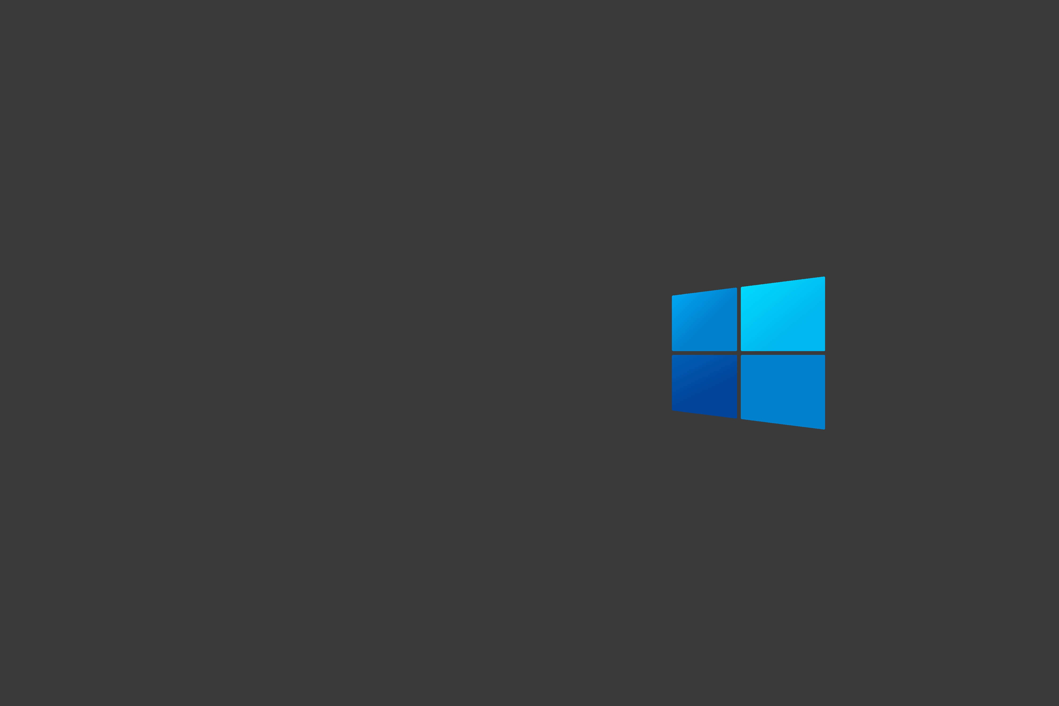 Dark Windows, blue Windows logo, minimalist dark gray, 4K Desktop Wallpaper