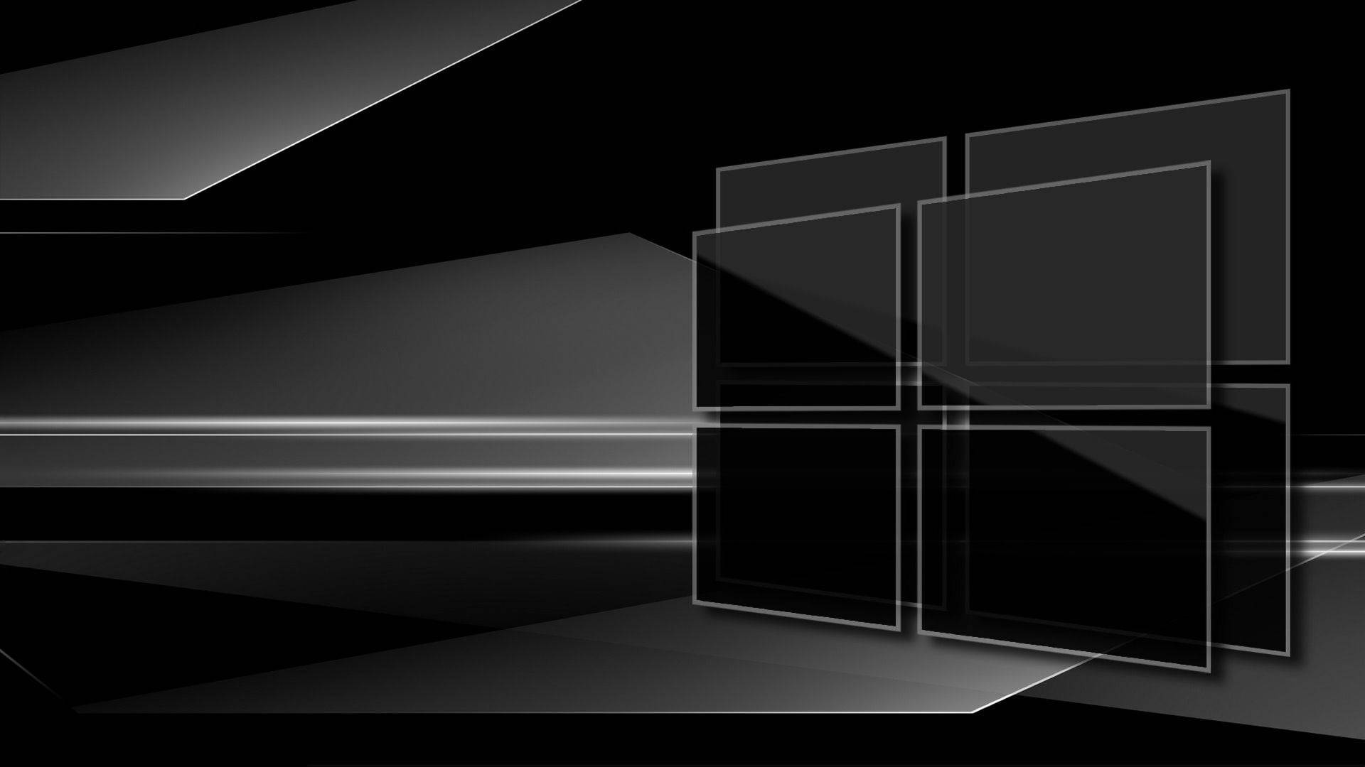 Windows logo, sleek black and gray abstract background, glowing light streaks, Full HD Desktop Wallpaper
