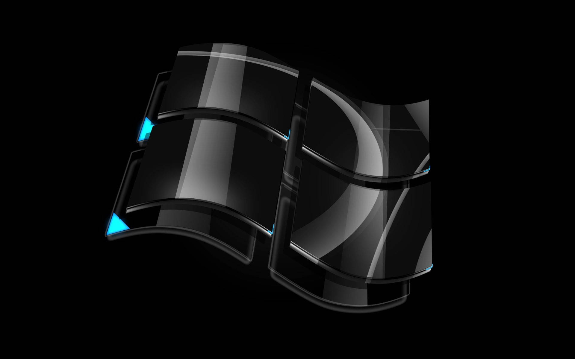 Sleek Dark Windows Logo, black, glowing blue accents, Full HD Desktop Wallpaper