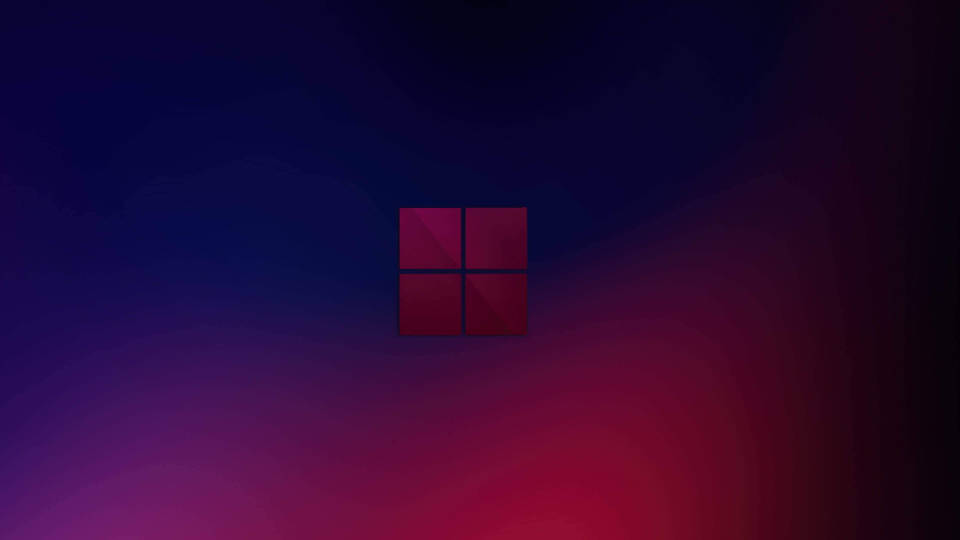 Windows 11, Dark Mode, glowing red Windows logo, 4K Desktop Wallpaper