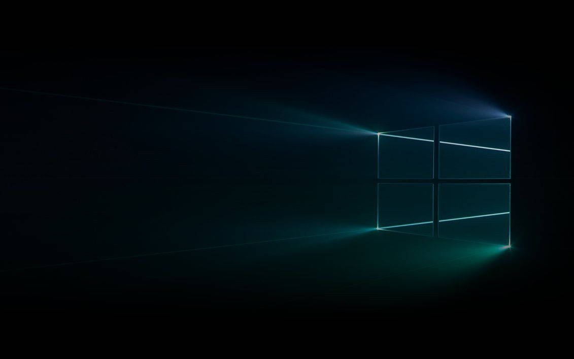 Windows, glowing blue Windows logo, dark room, SD Desktop Wallpaper