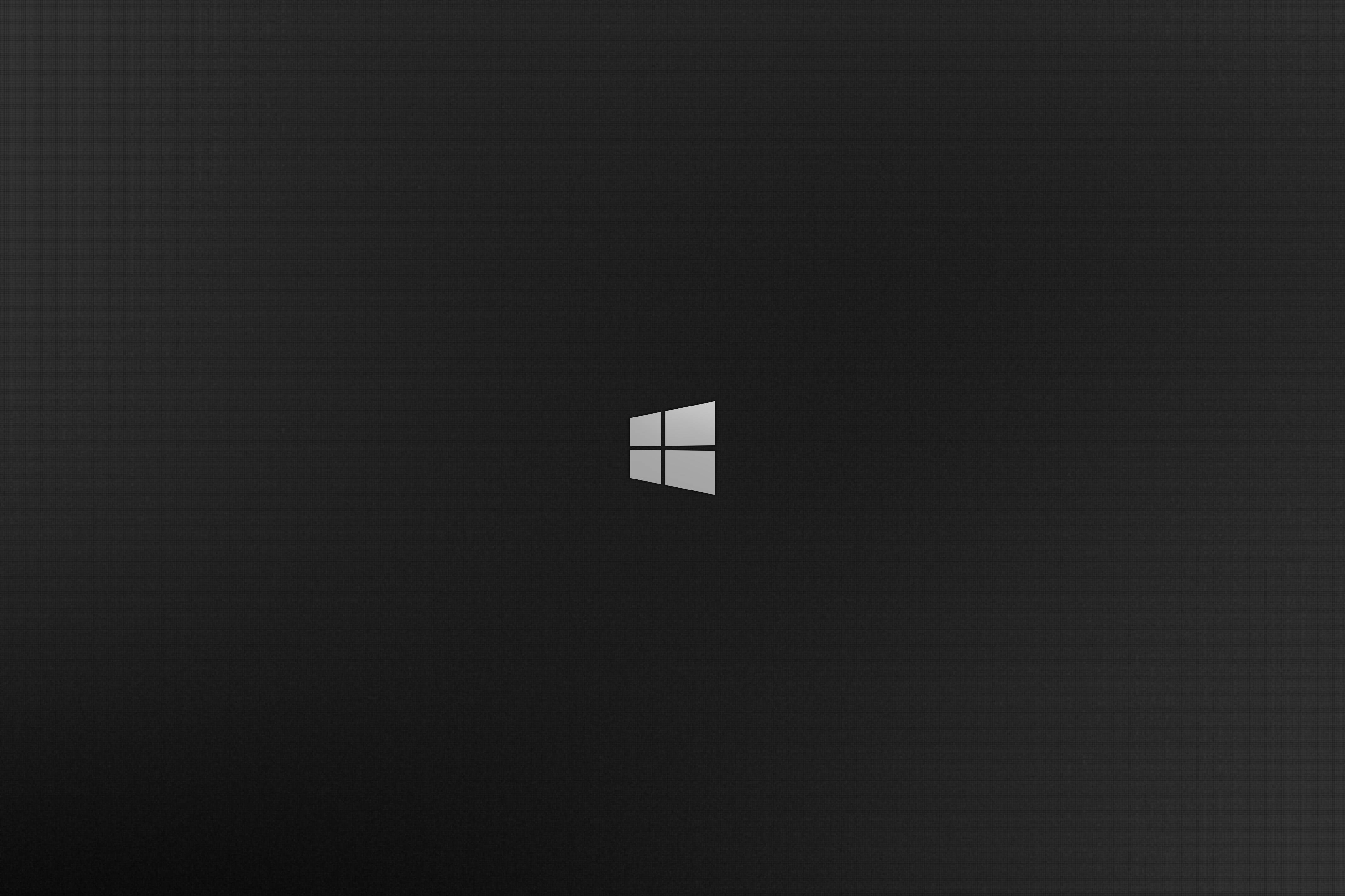 minimalist, black, silver Windows logo, 4K Desktop Wallpaper