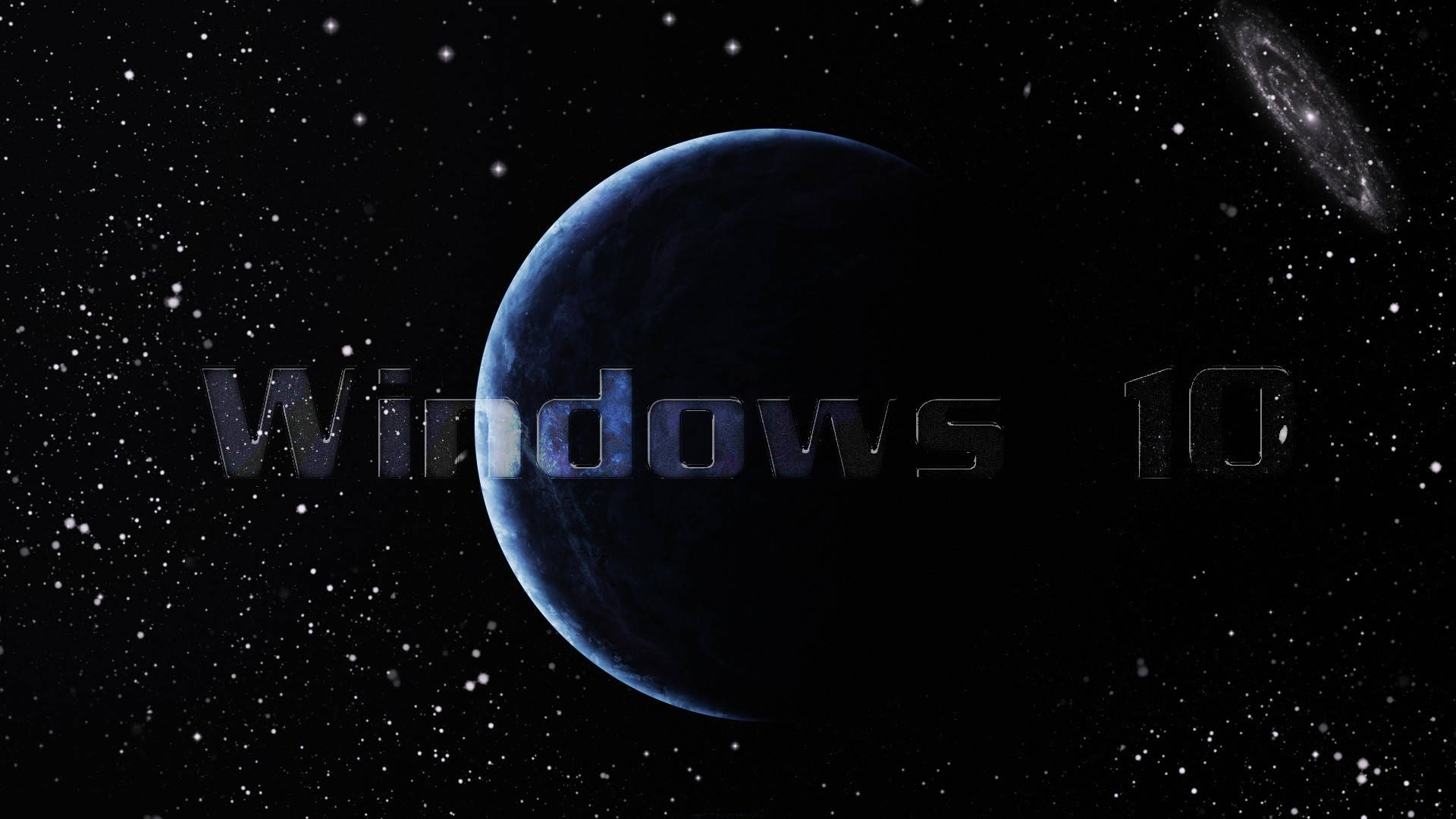 Windows 10, blue planet, starry space, Full HD Desktop Wallpaper