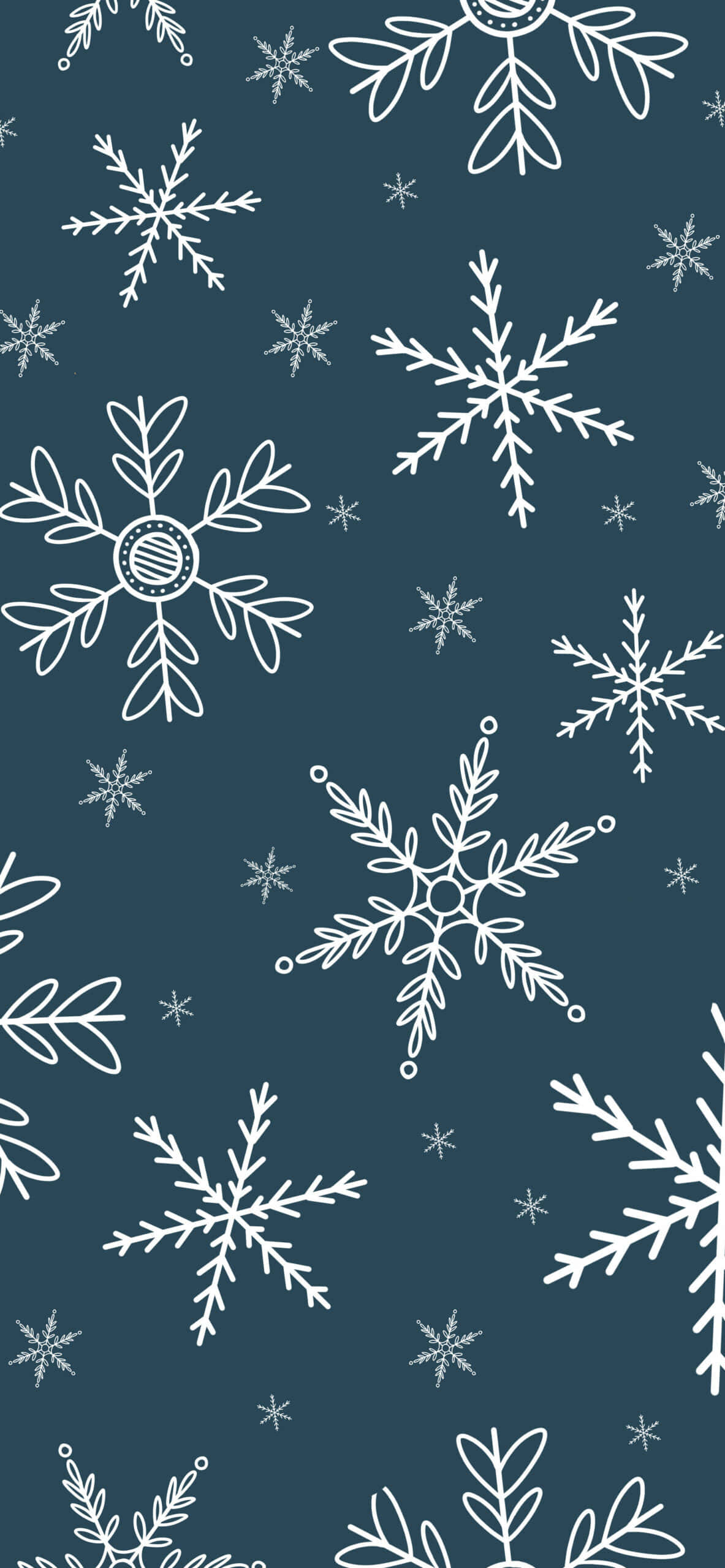 Dark Winter, snowflake pattern, white stylized snowflakes, 2K Phone Wallpaper