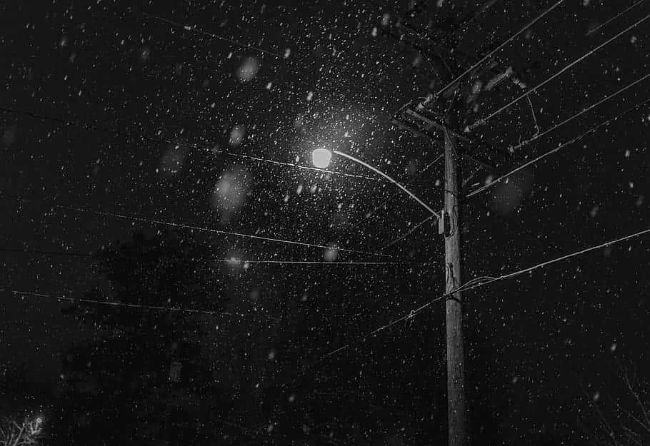 streetlight, snow, dark night sky, SD Desktop Wallpaper