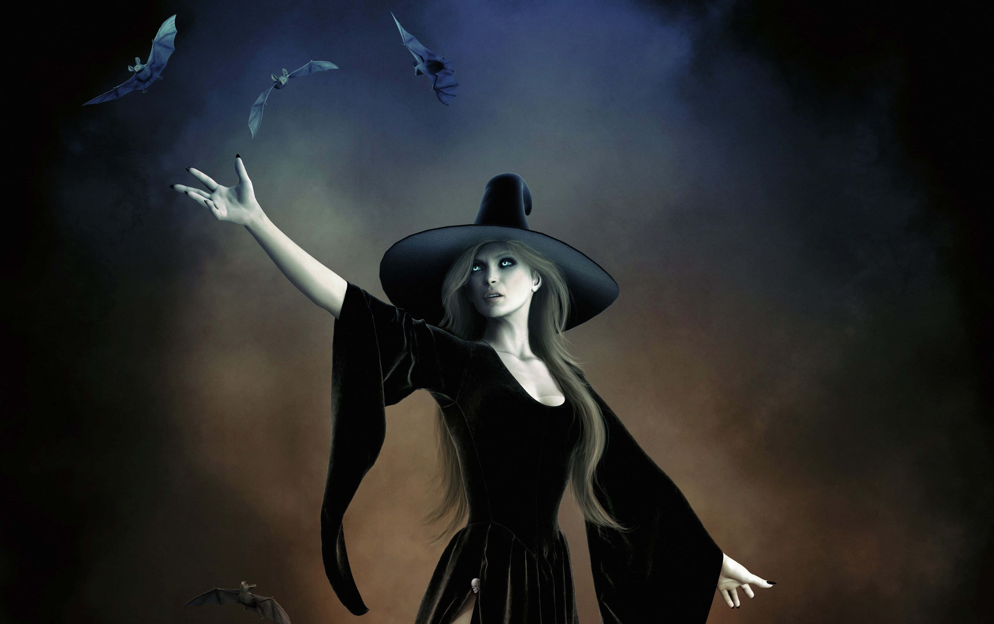Dark Witch 4000, black cloak, hat, 4K Desktop Wallpaper