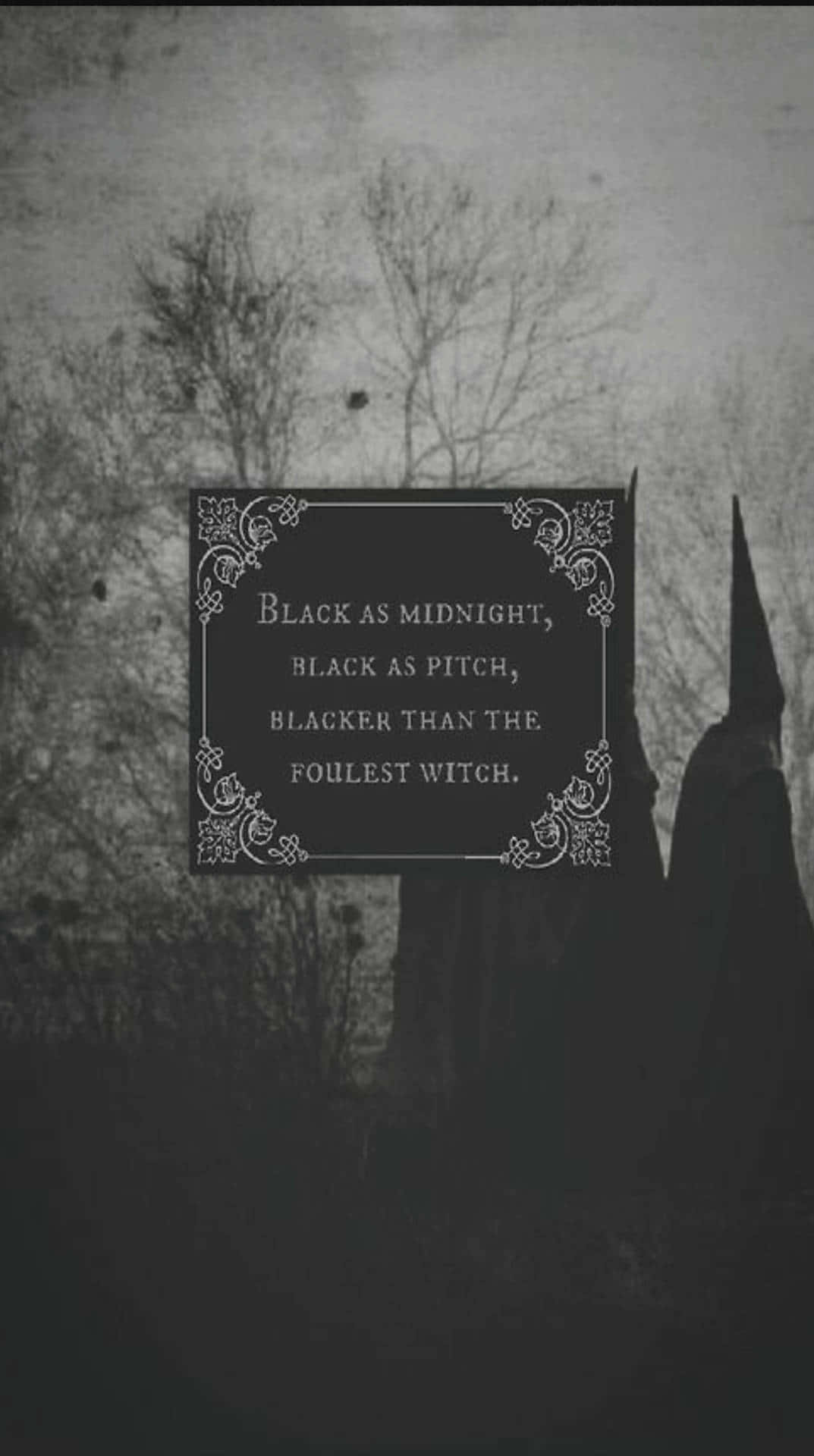 black witch, monochrome image, witch's silhouette, Full HD Phone Wallpaper