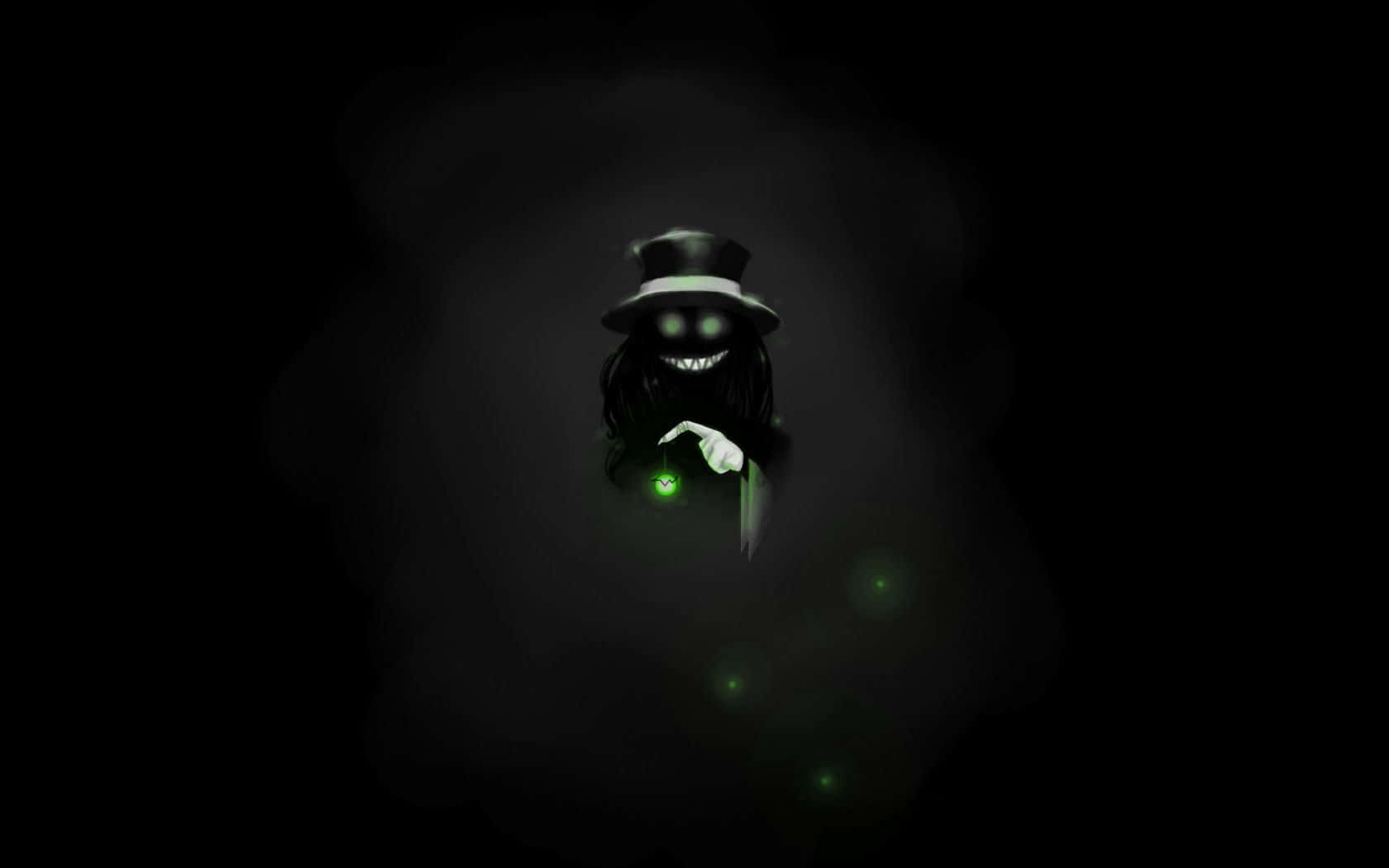 Dark Wizard, top-hatted figure, glowing green eyes, HD Desktop Wallpaper