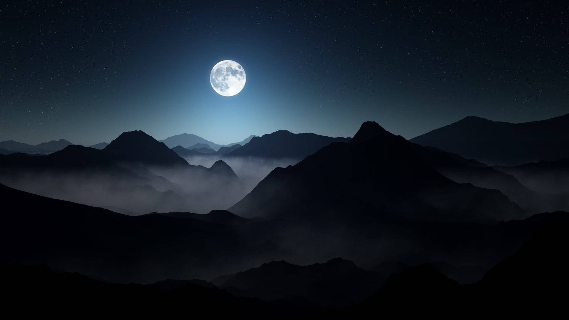 Dark, laptop, moon, Full HD Desktop Wallpaper