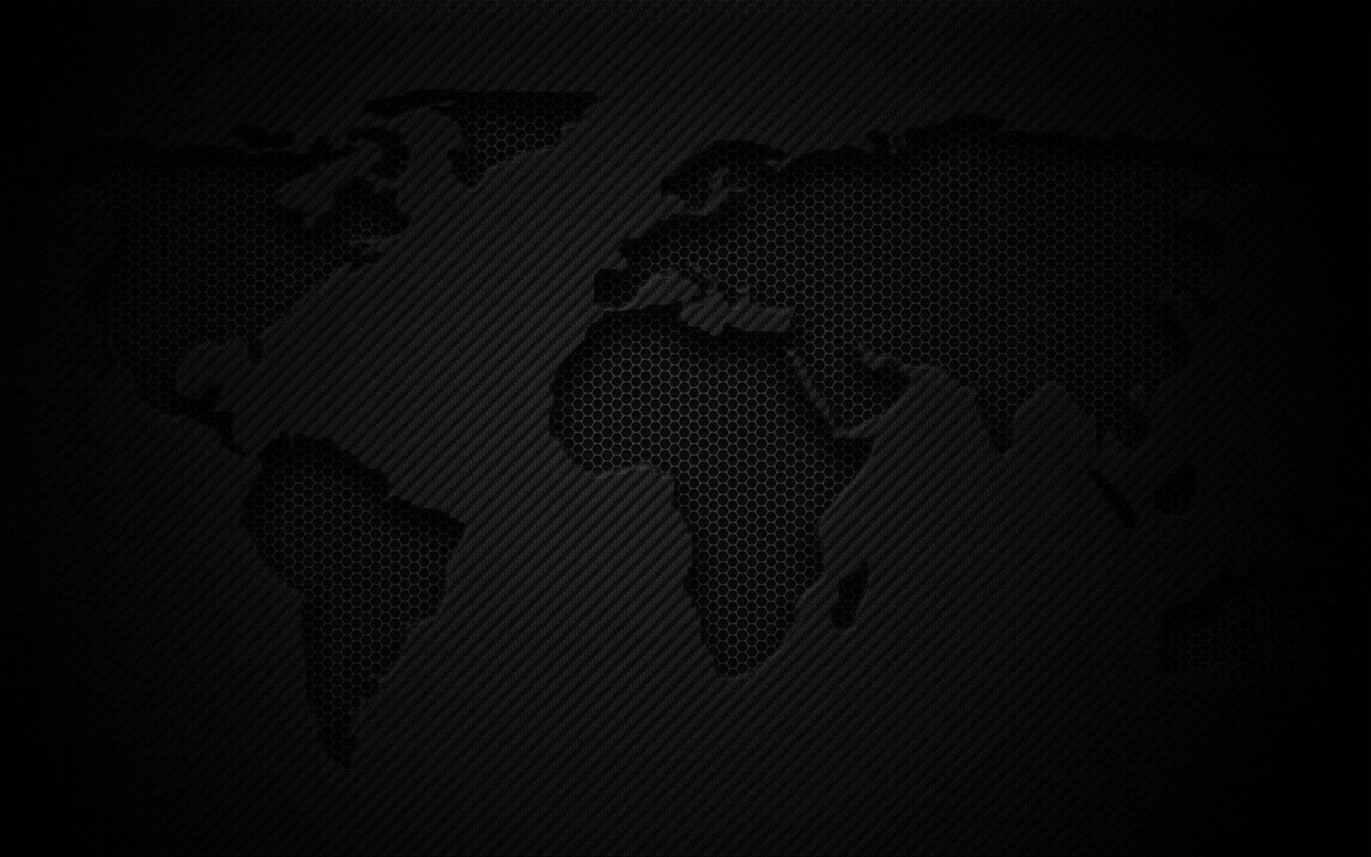 3D World Map, pitch black, hexagonal texture, Full HD Desktop Wallpaper