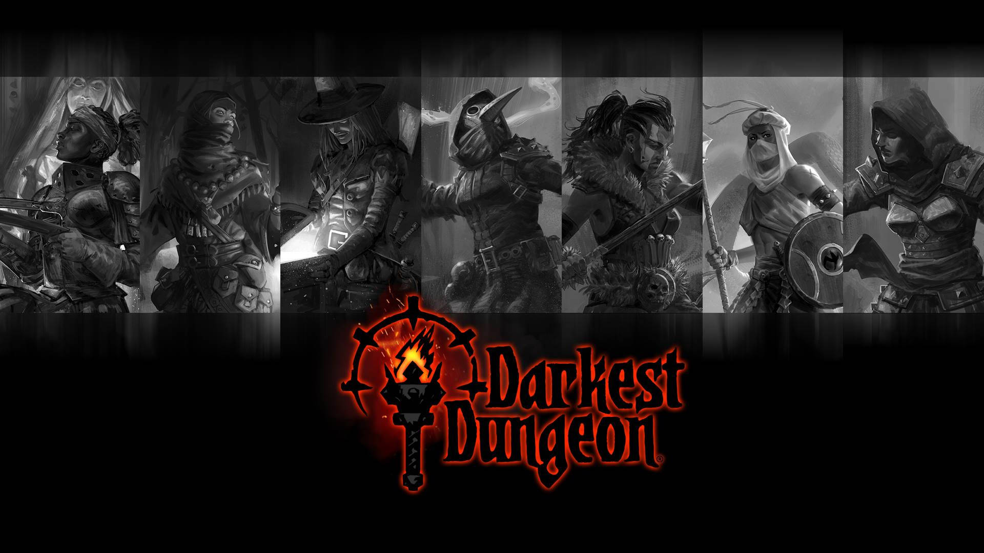 Darkest Dungeon, seven grim adventurers, dark armor, Full HD Desktop Wallpaper