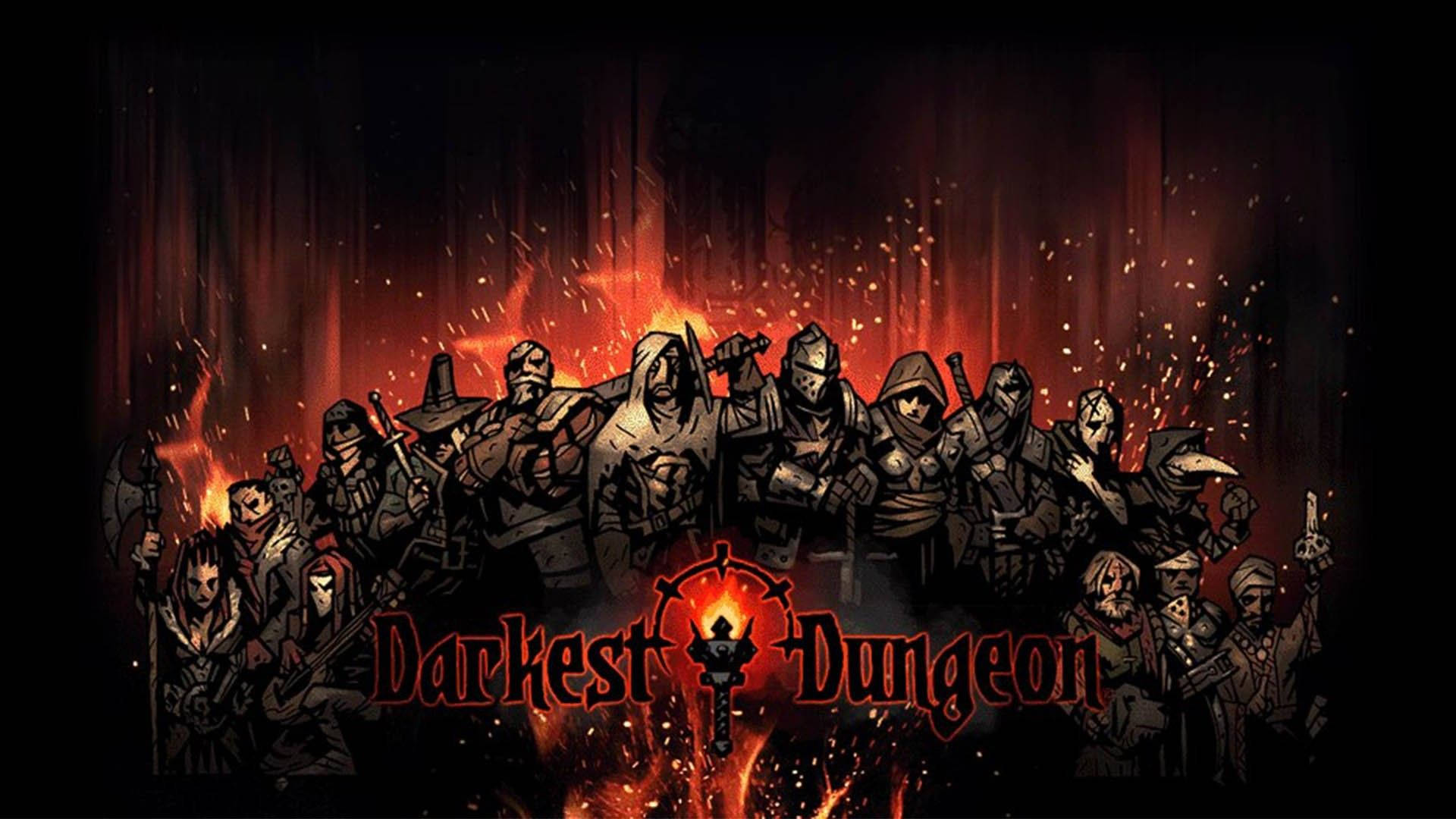 Darkest Dungeon, flaming red, blood-red letters, Full HD Desktop Wallpaper