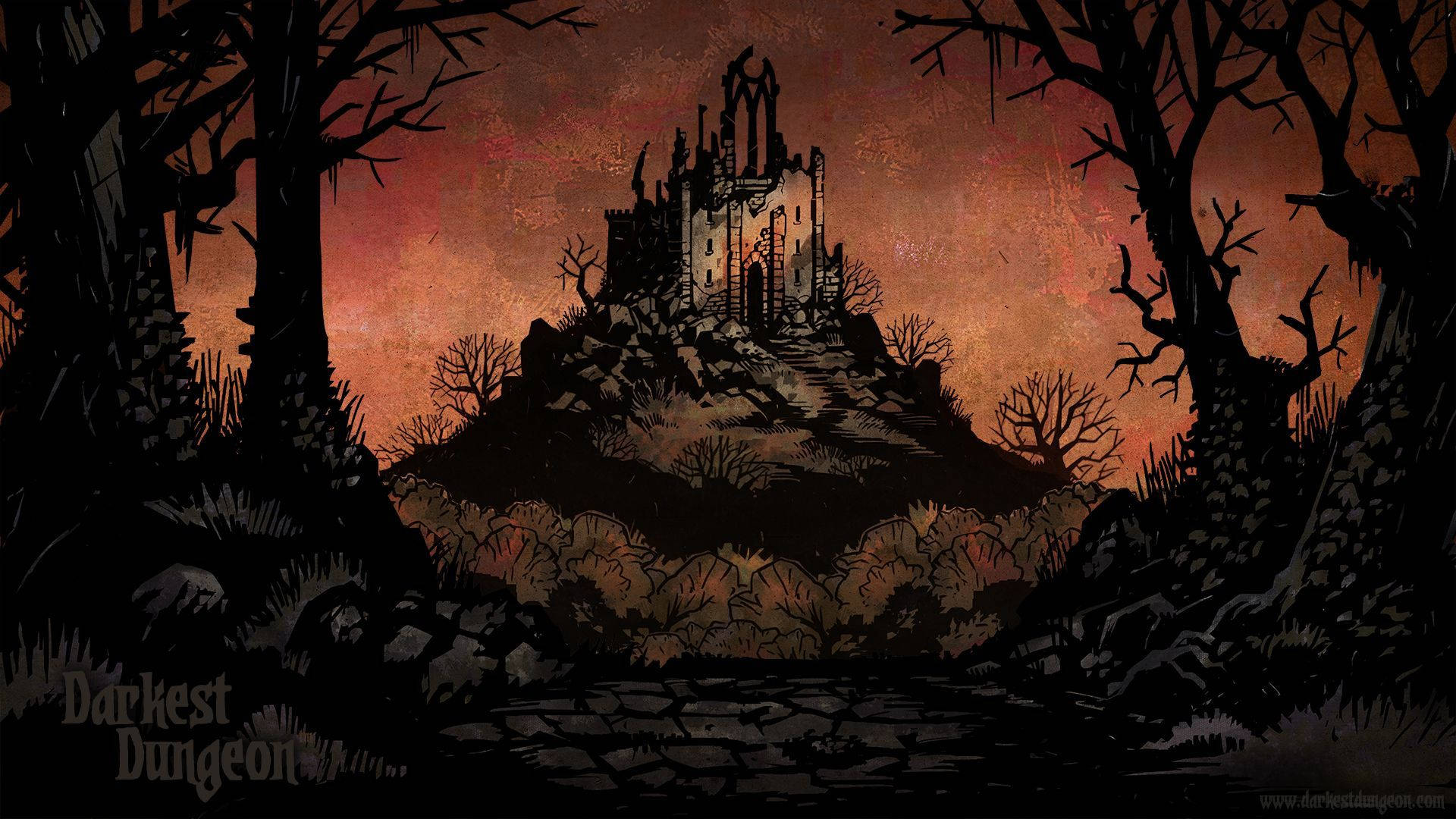 Darkest Dungeon, gothic castle, hill, Full HD Desktop Wallpaper