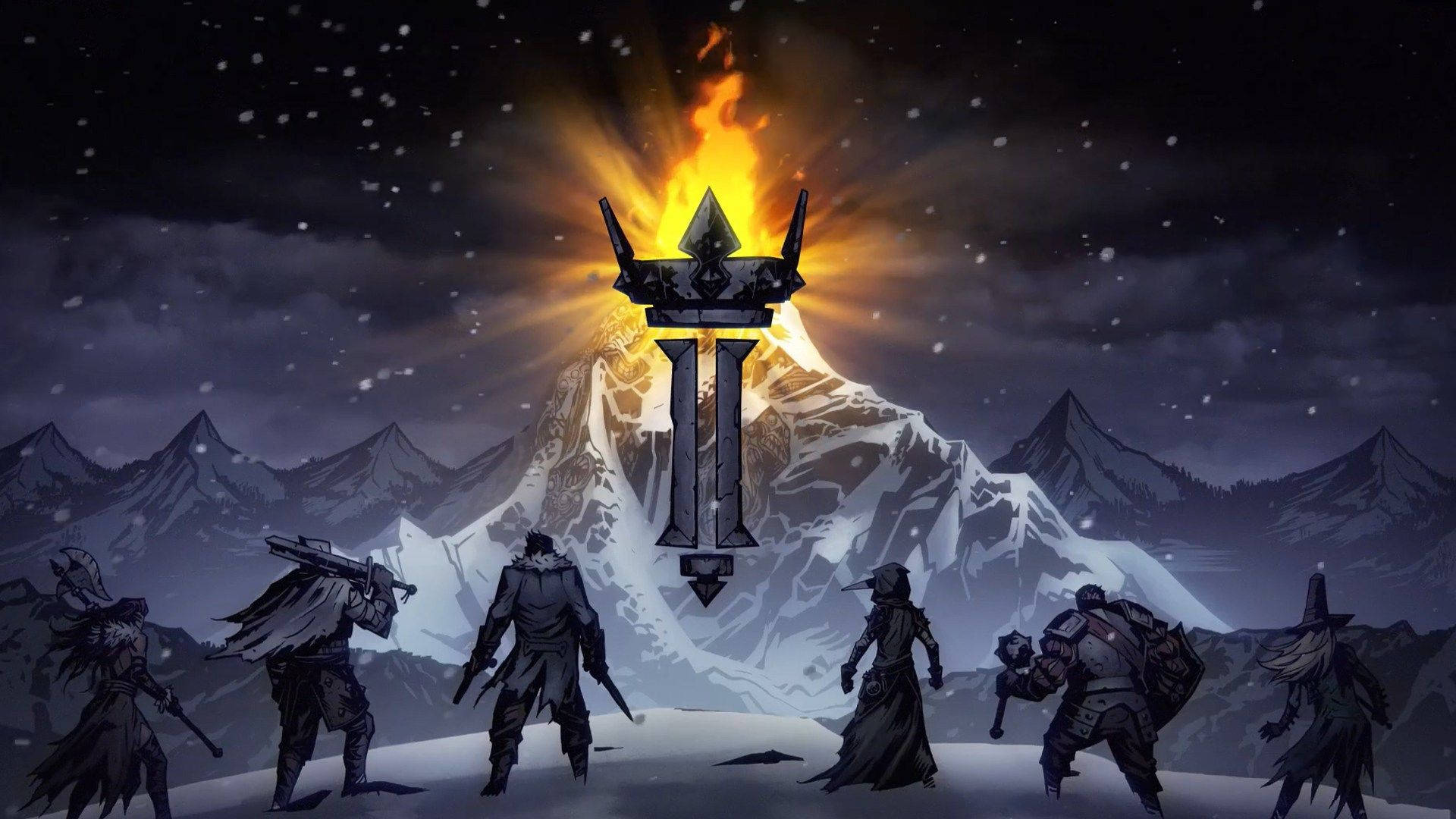 Darkest Dungeon 2, snow mountain, glowing fiery crown, Full HD Desktop Wallpaper