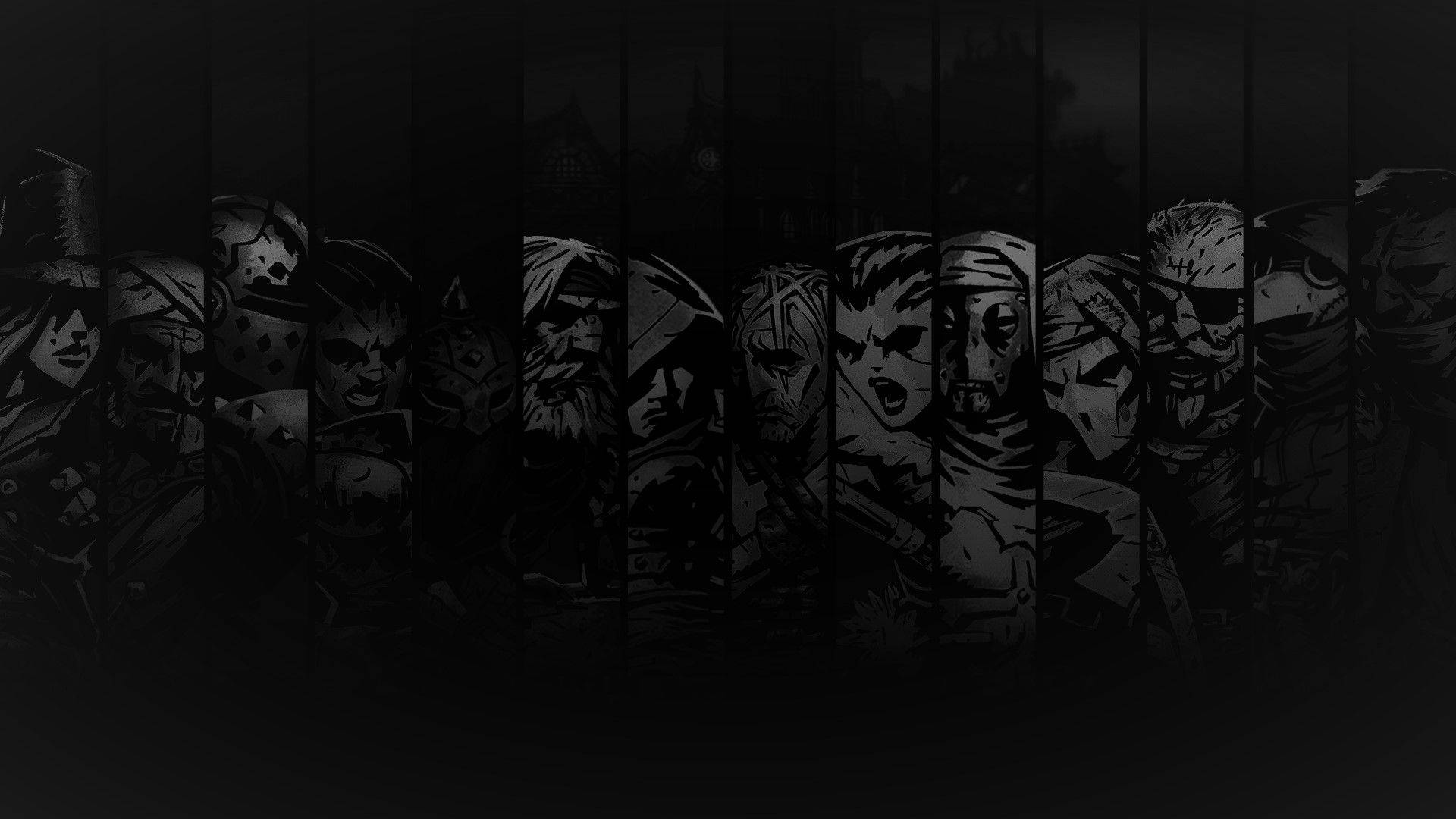 Darkest Dungeon, black and white, menacing fantasy characters, Full HD Desktop Wallpaper
