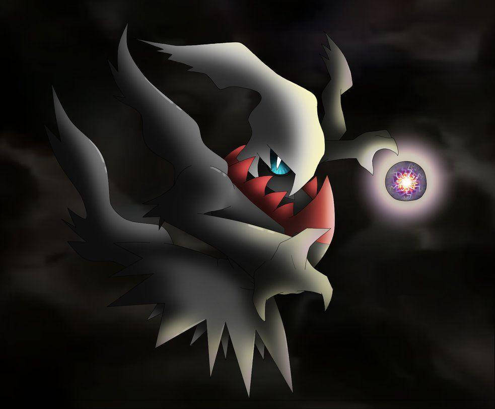 Darkrai, glowing blue eyes, red mouth, SD Desktop Wallpaper