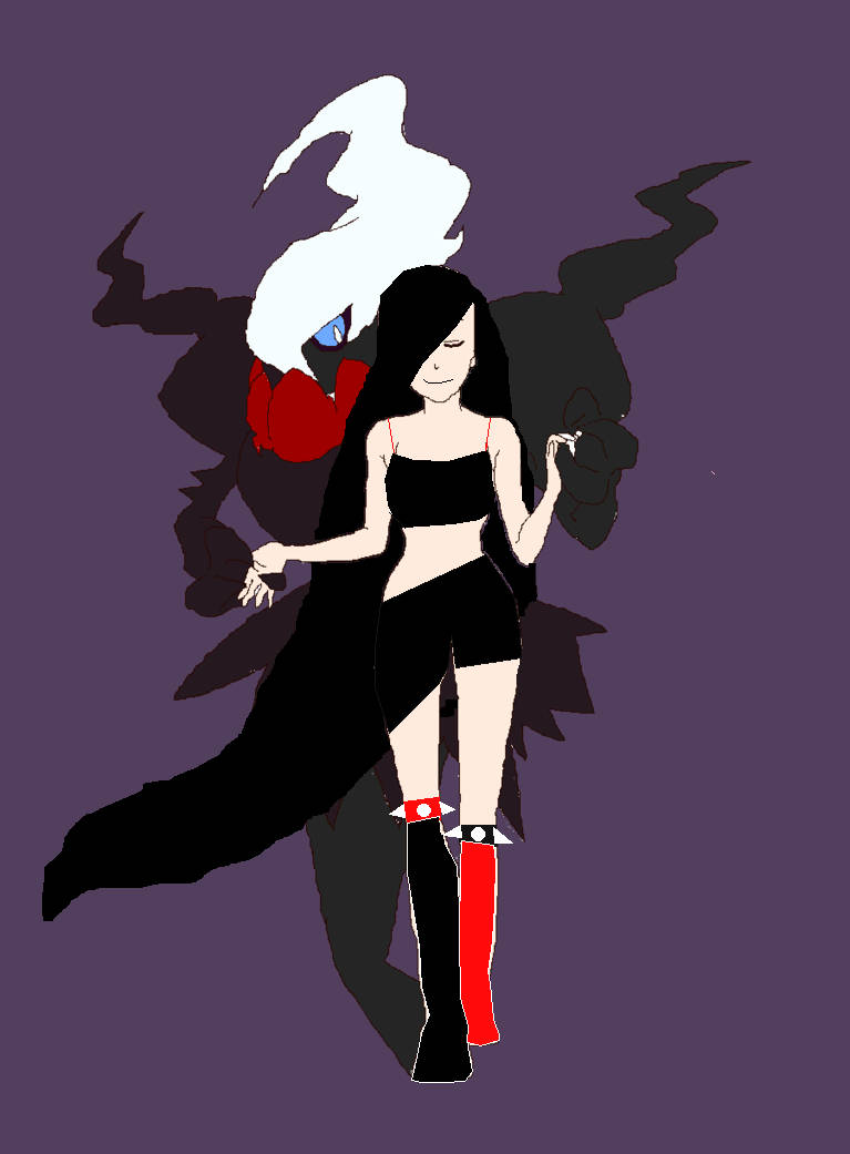 Darkrai, anime girl, black and red, SD Phone Wallpaper