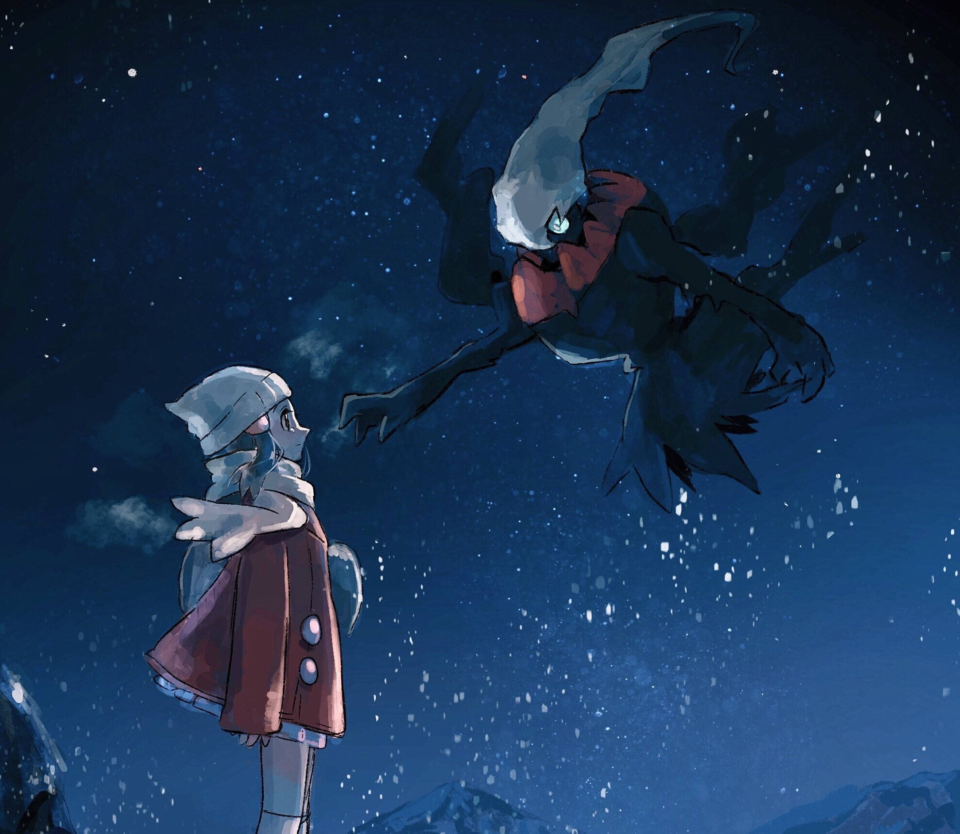 Darkrai, girl, red coat, Full HD Desktop Wallpaper