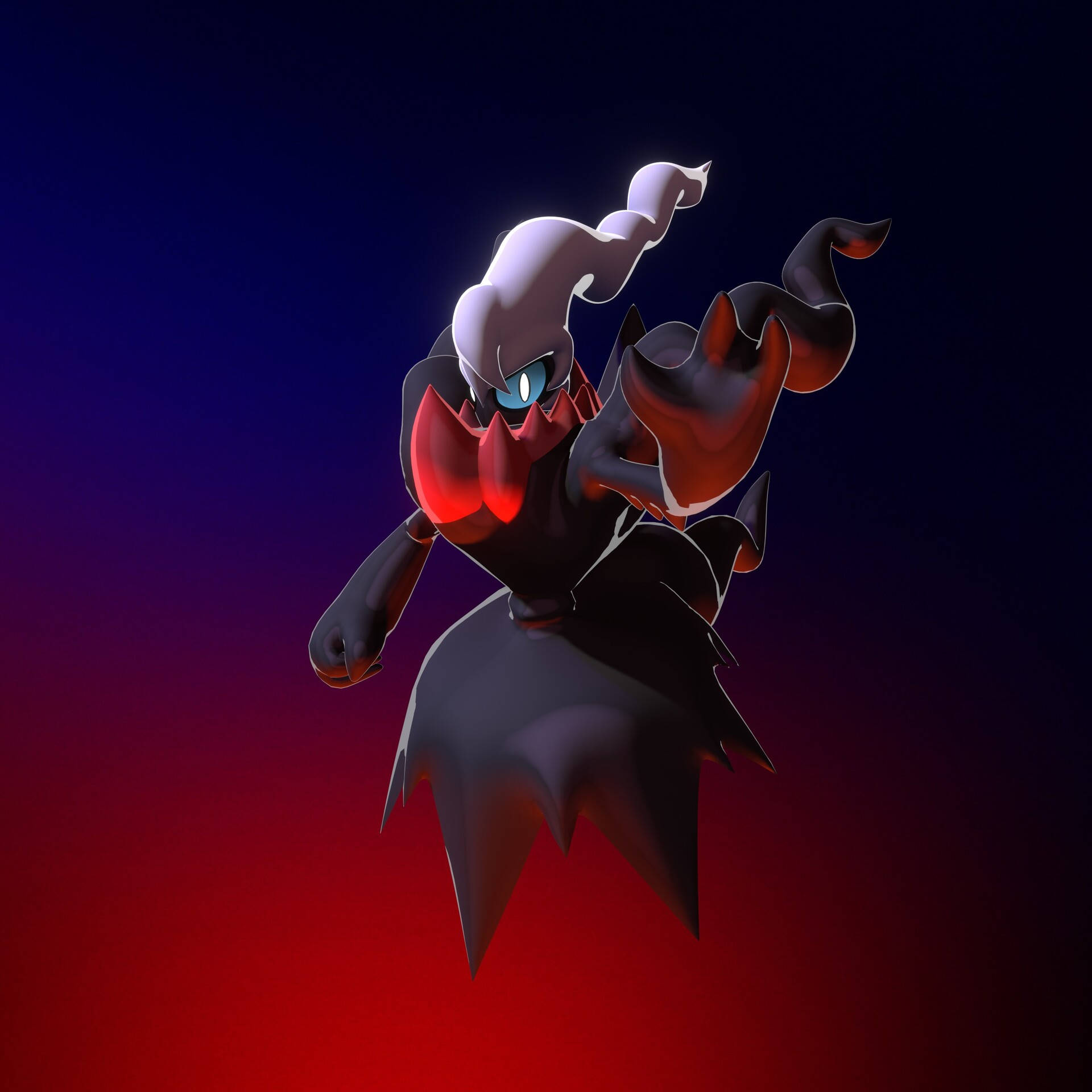 Darkrai, glowing blue eyes, red accents, Full HD Desktop Wallpaper