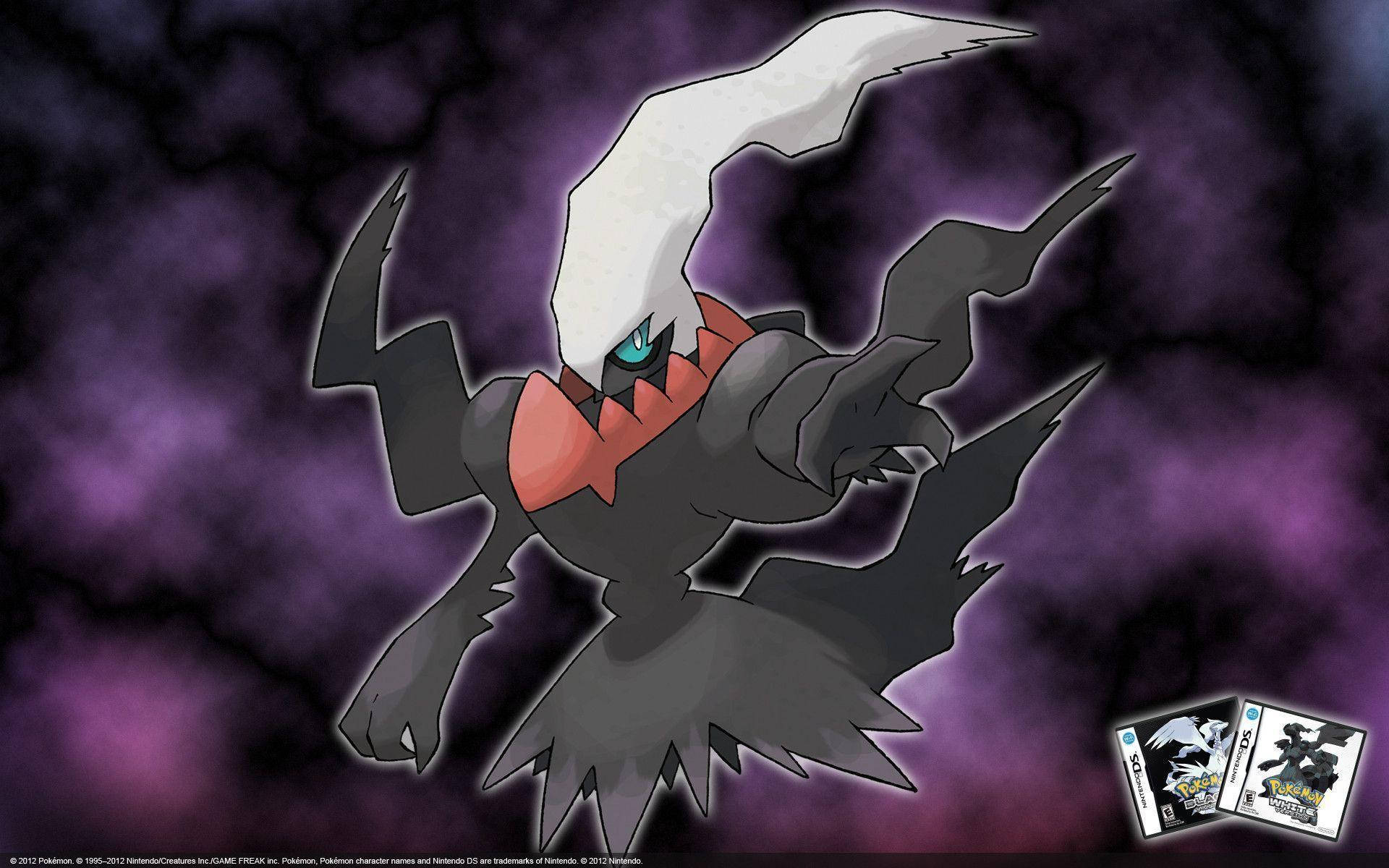 Darkrai, purple stormy background, glowing blue eyes, Full HD Desktop Wallpaper