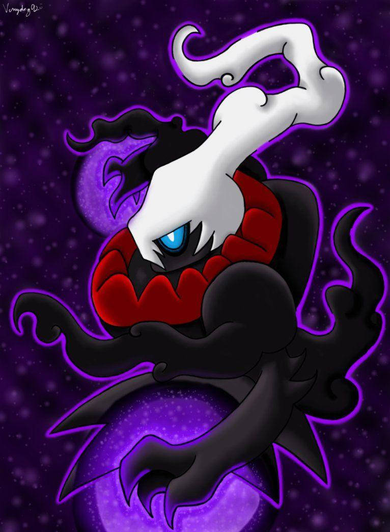 Purple Darkrai, glowing blue eyes, purple outlines, SD Phone Wallpaper