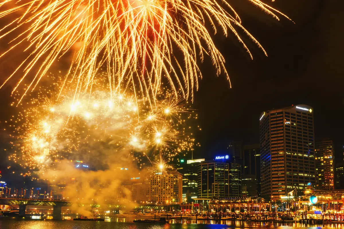 Darling Harbor, Sydney, fireworks display, SD Desktop Wallpaper
