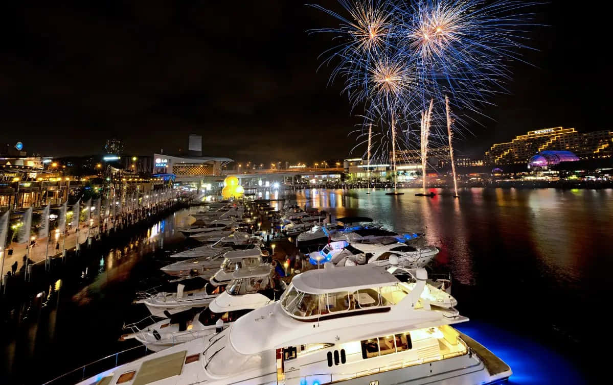 Darling Harbor, Sydney, fireworks, SD Desktop Wallpaper
