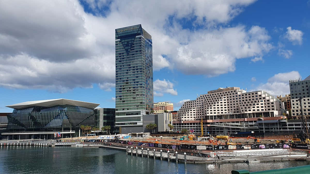Darling Harbor Sydney, skyline, glass skyscraper, SD Desktop Wallpaper