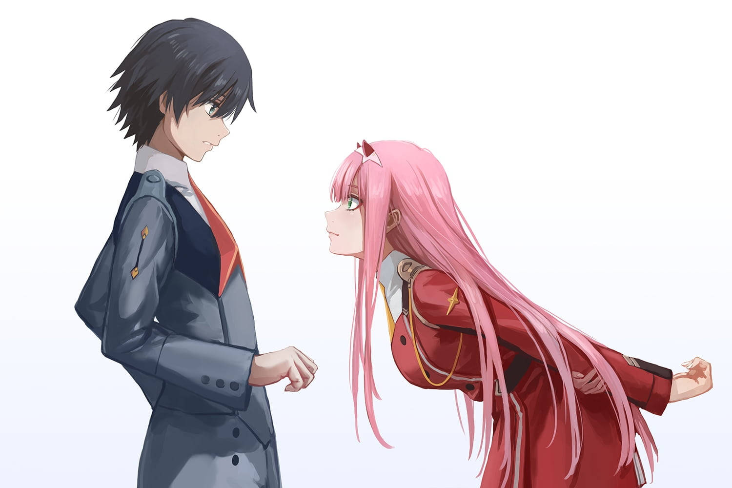 Darling In The Franxx, anime couple, tense standoff, HD Desktop Wallpaper