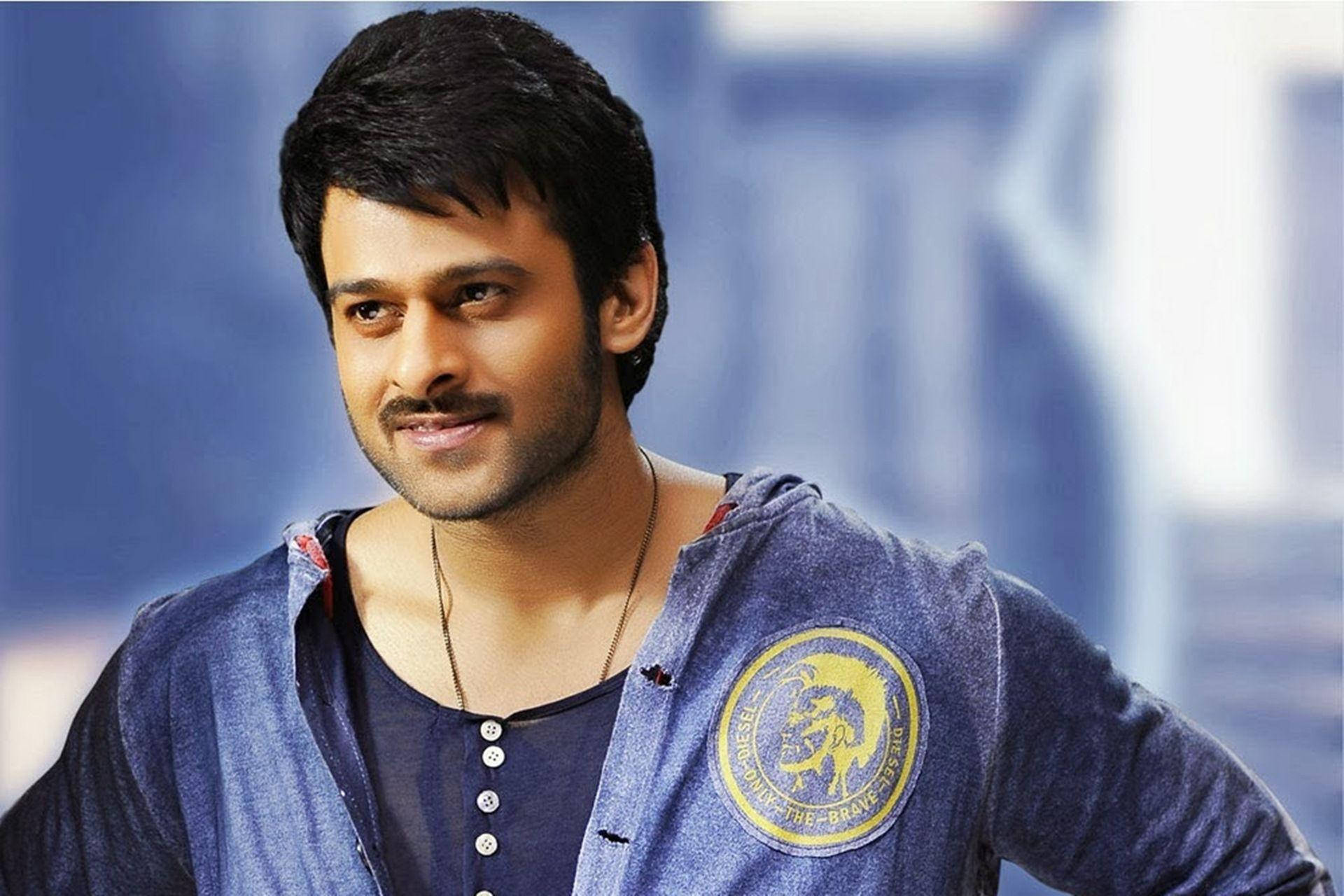 Darling Prabhas Movie, blue denim jacket, yellow lion patch, Full HD Desktop Wallpaper