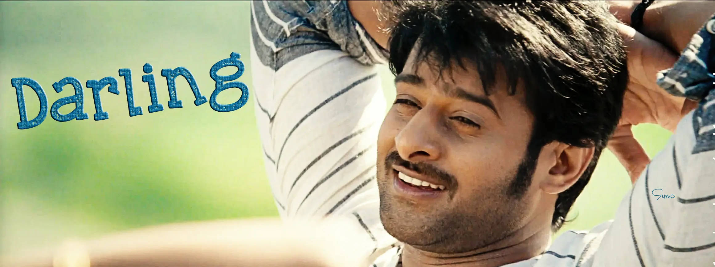 Darling Prabhas Movie, striped shirt, soft green background, Full HD Desktop Wallpaper