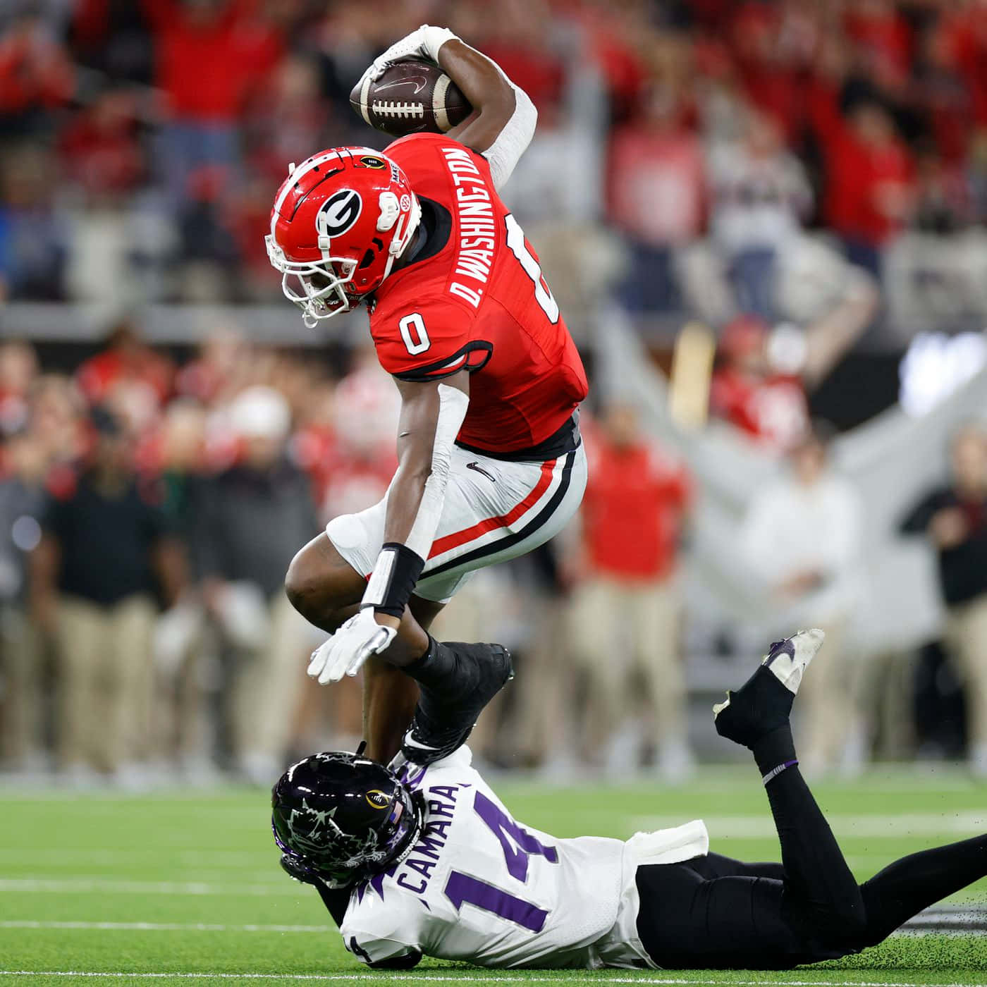 Darnell Washington, football player, red, HD Desktop Wallpaper