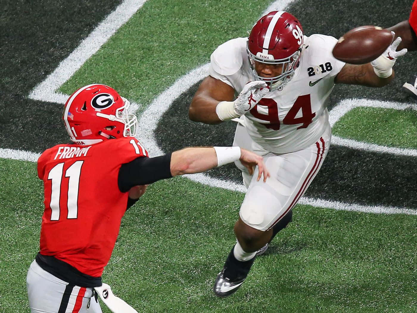 Daron Payne, Alabama defensive end #94, Georgia quarterback #11, HD Desktop Wallpaper