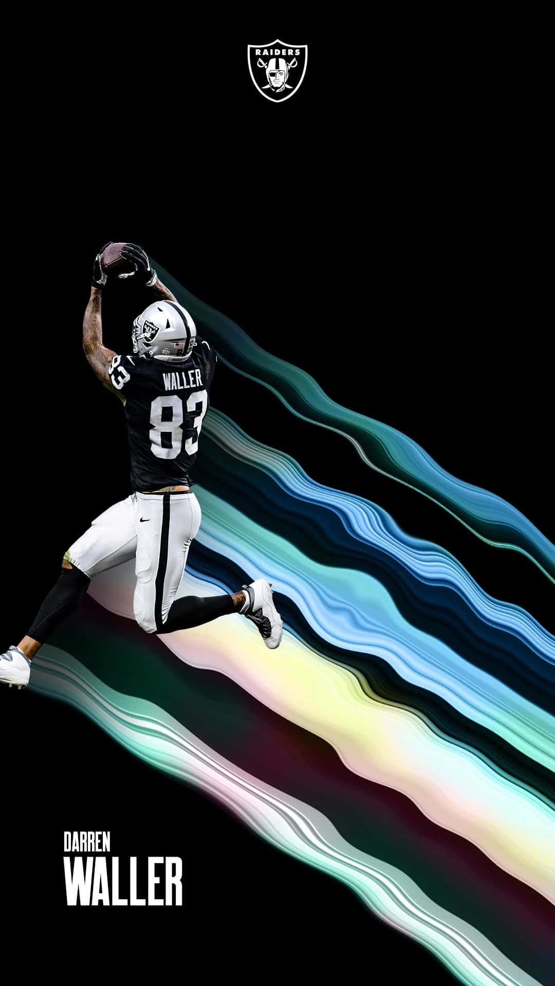 Darren Waller, black and silver uniform, black background, Full HD Phone Wallpaper